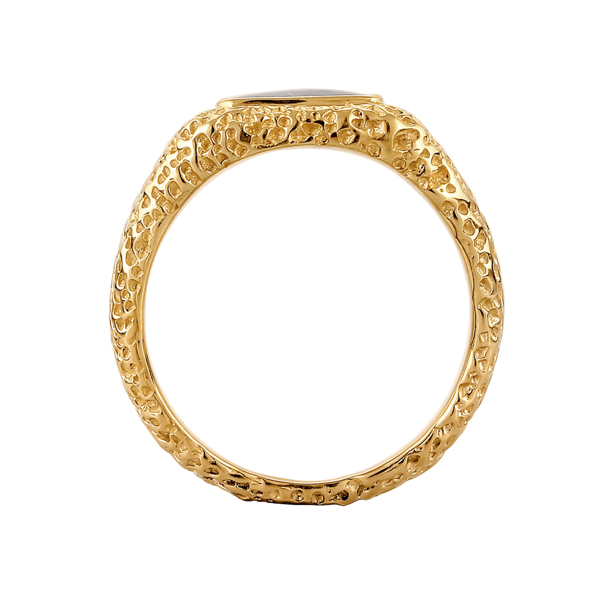 Gold - KUZZOI | Siegelring Strukturiert | Emaille (Blau) | 925 Sterling Silber vergoldet