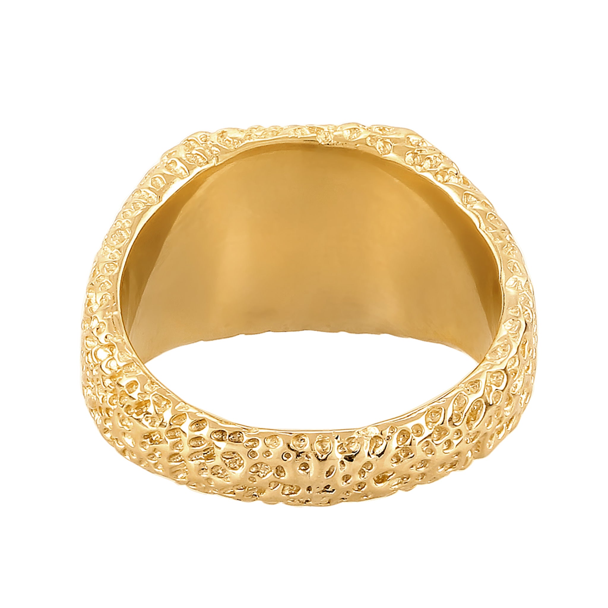 Gold - KUZZOI | Siegelring Strukturiert | Emaille (Blau) | 925 Sterling Silber vergoldet