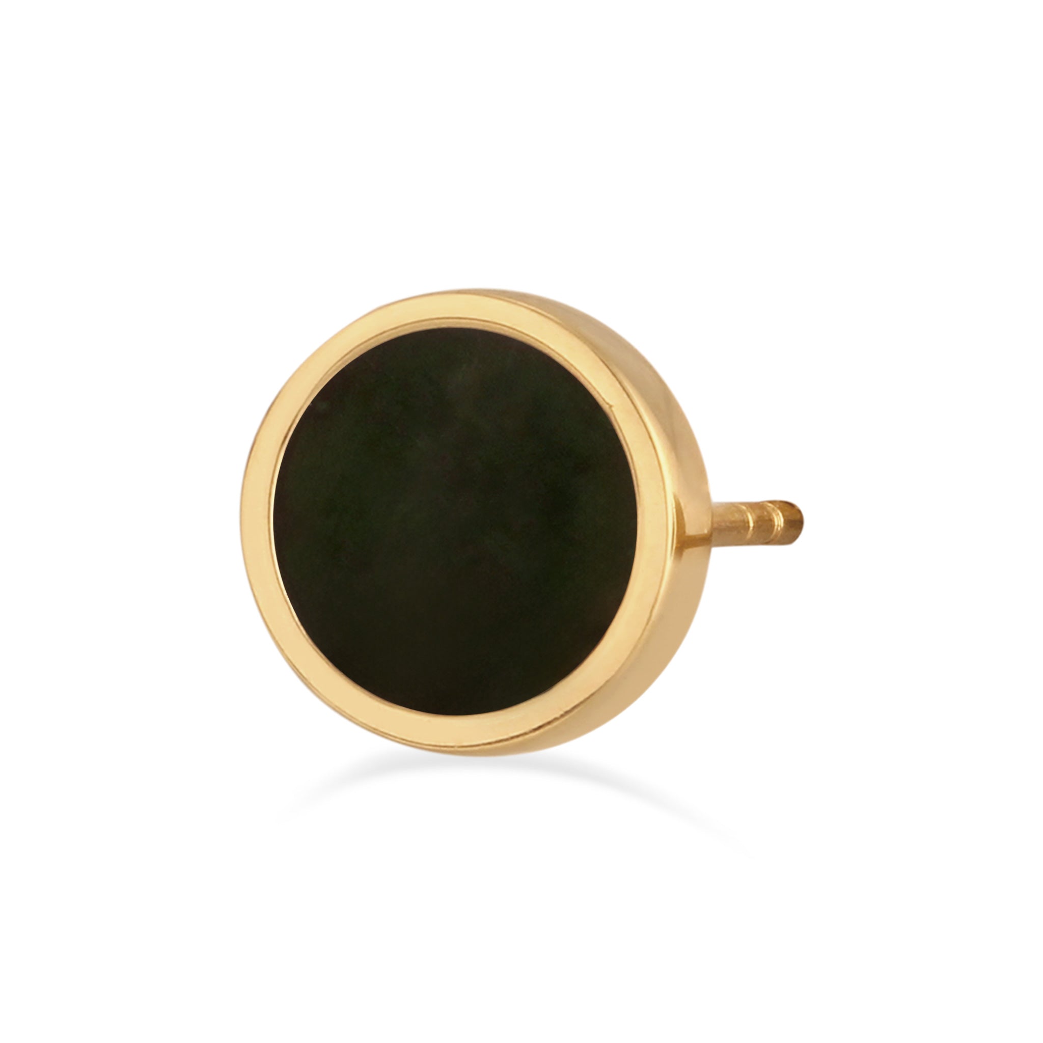 Grün - KUZZOI | Ohrstecker Rund | Emaille (Schwarz) | 925 Sterling Silber vergoldet