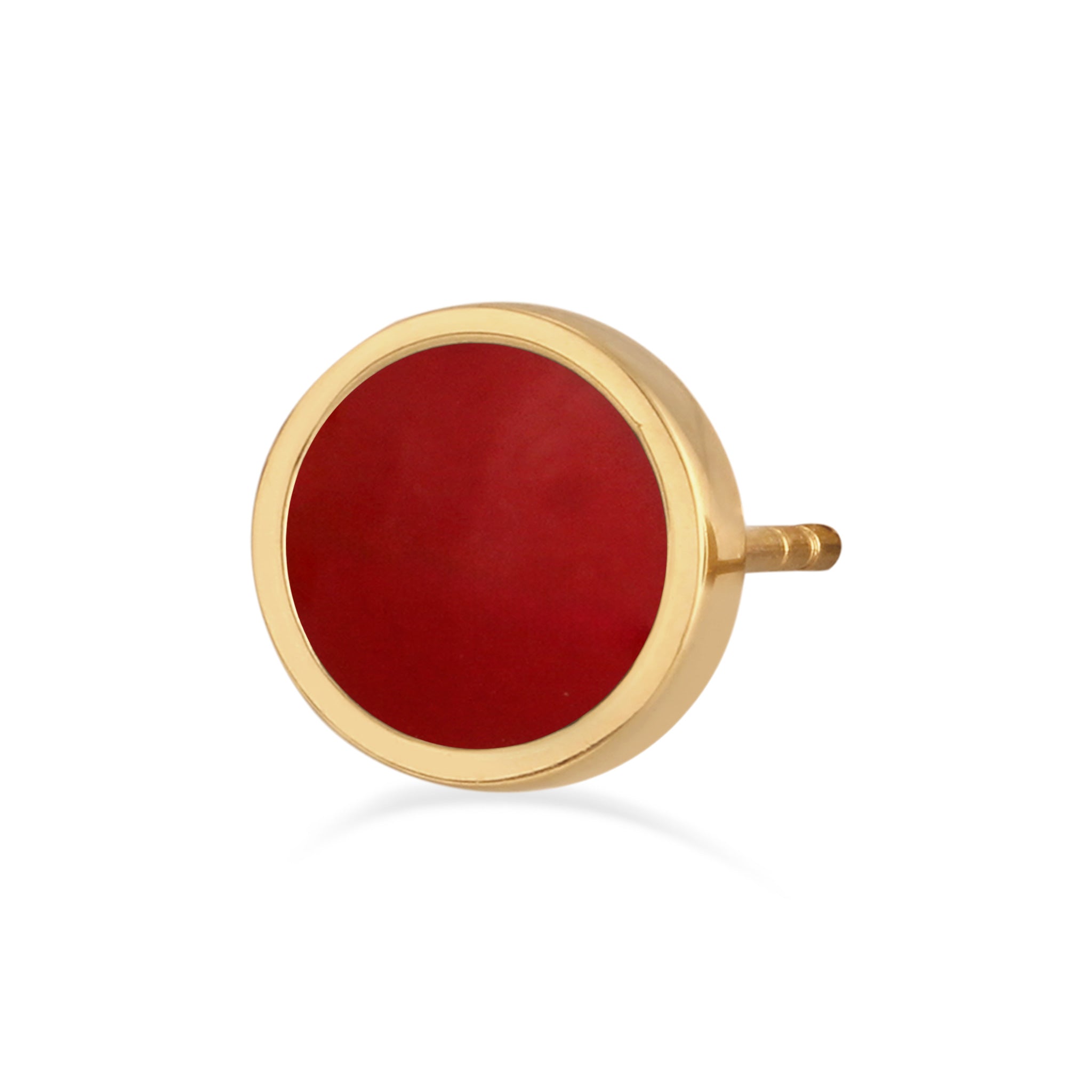 Rot - KUZZOI | Ohrstecker Rund | Emaille (Rot) | 925 Sterling Silber vergoldet