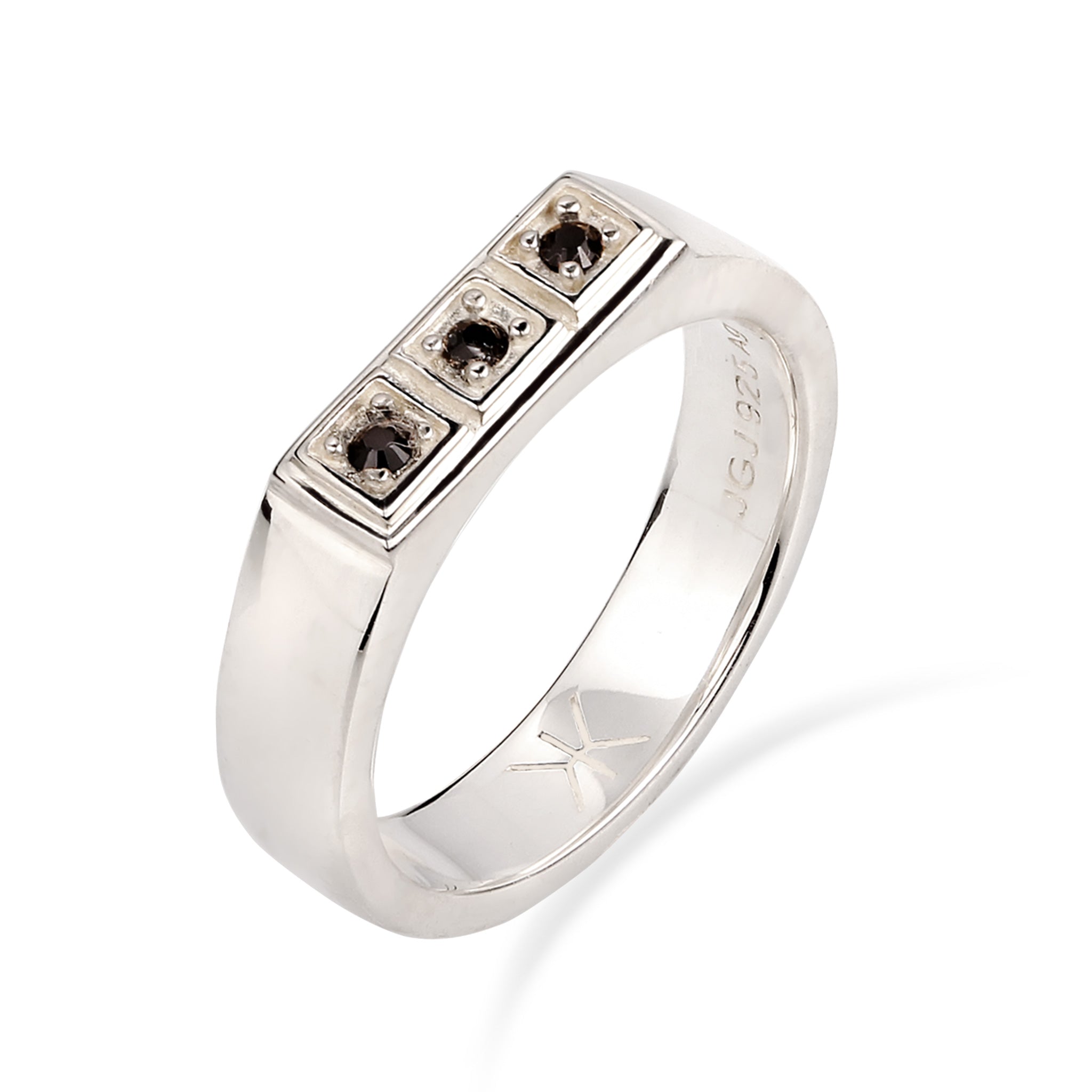 Silber - KUZZOI | Siegelring | Mit Kristallen von Swarovski® (Schwarz) | 925 Sterling Silber
