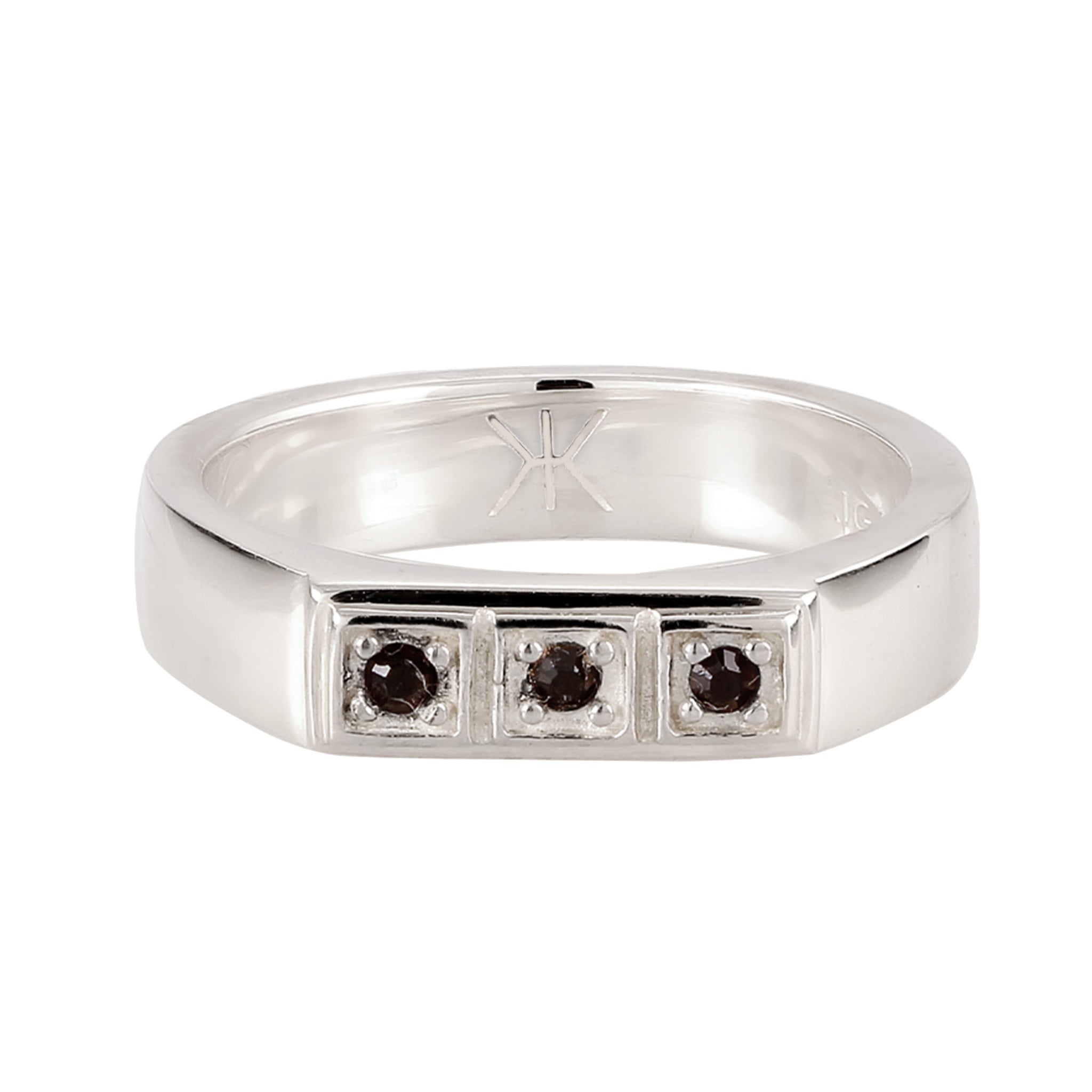 Silber - KUZZOI | Siegelring | Mit Kristallen von Swarovski® (Schwarz) | 925 Sterling Silber
