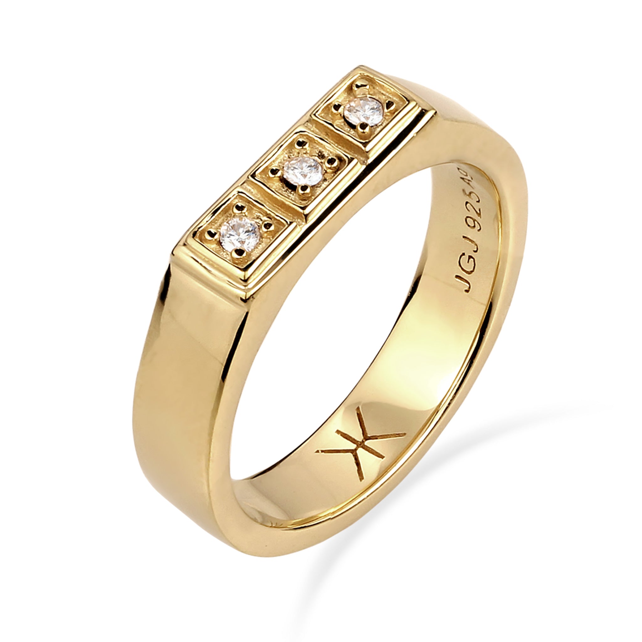 Gold - KUZZOI | Siegelring | Mit Kristallen von Swarovski® (Weiß) | 925 Sterling Silber vergoldet