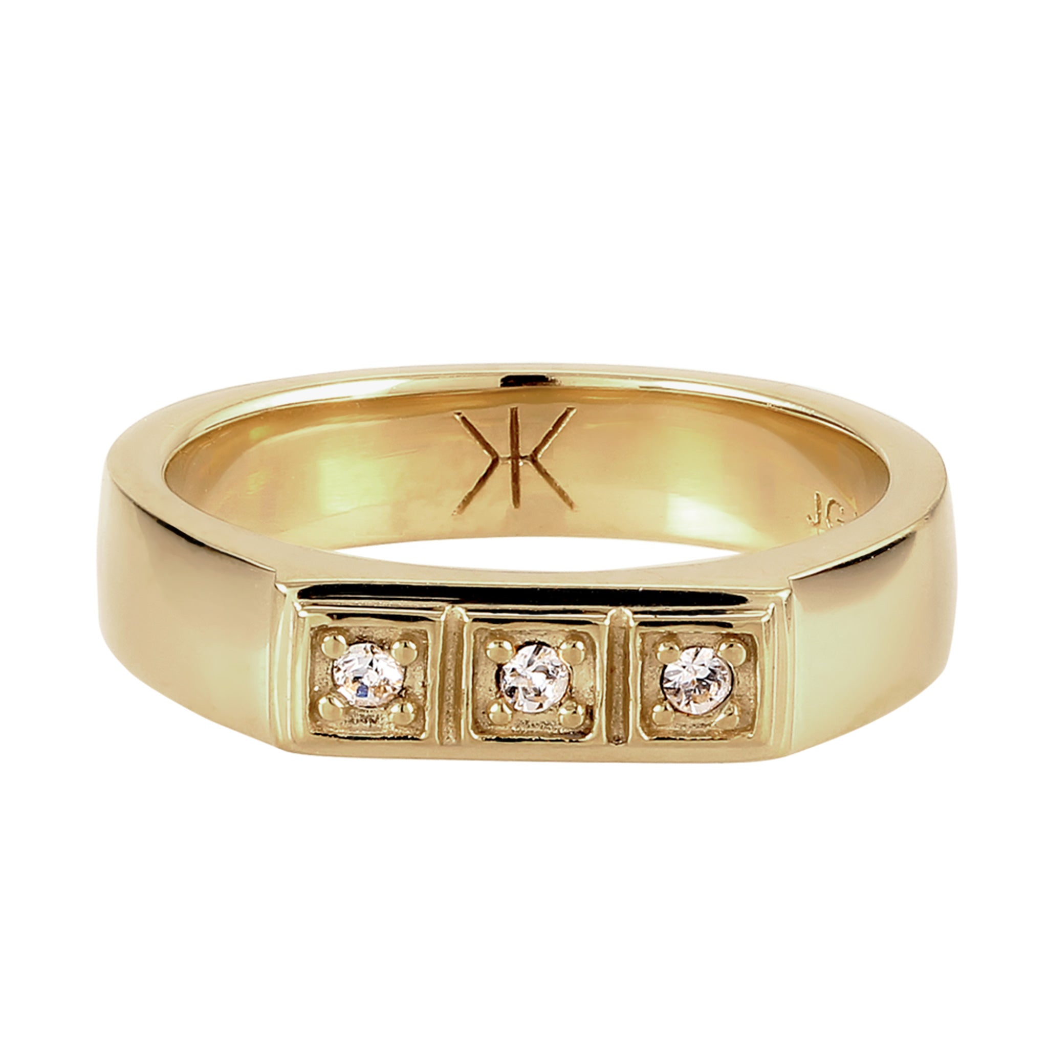 Gold - KUZZOI | Siegelring | Mit Kristallen von Swarovski® (Weiß) | 925 Sterling Silber vergoldet