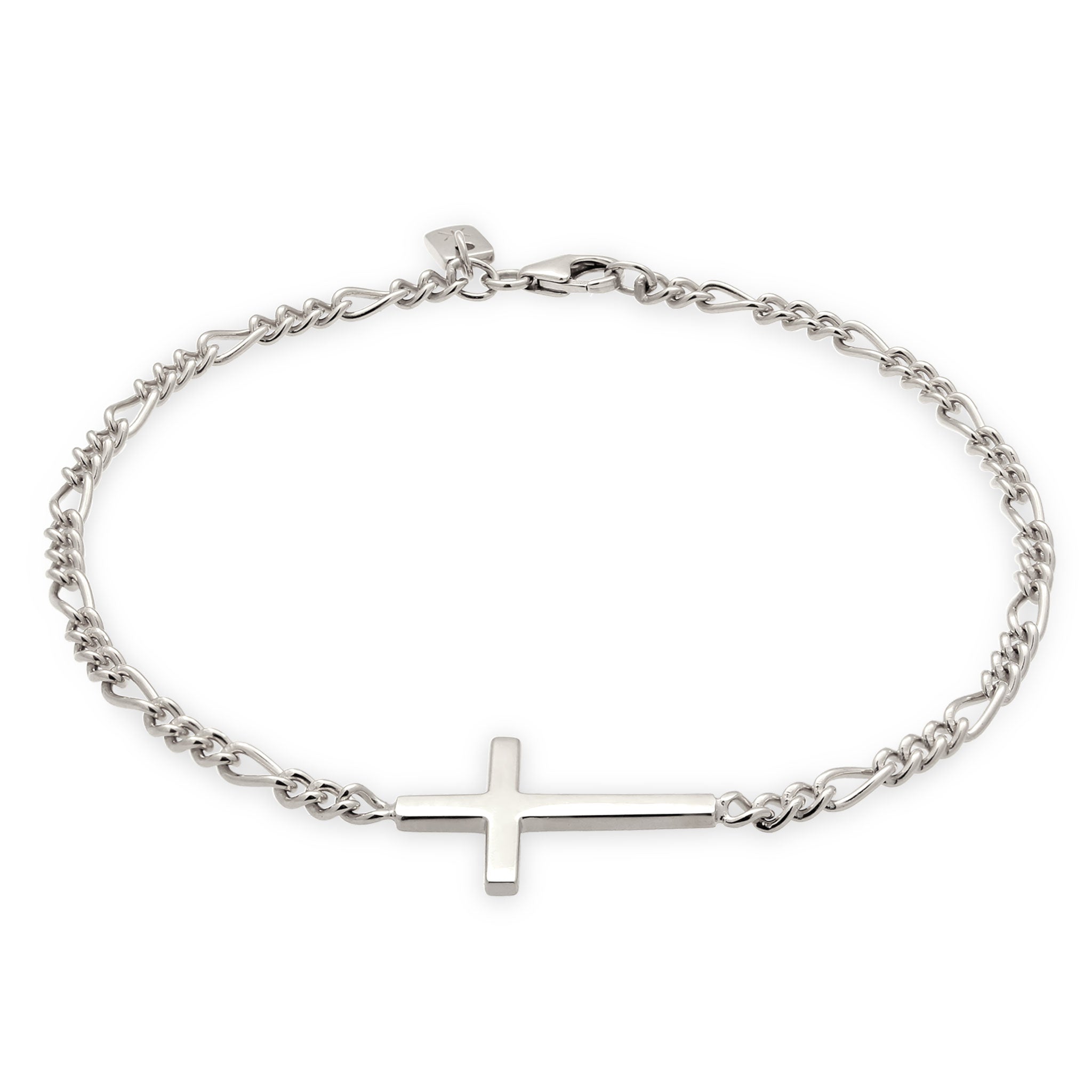 Silber - KUZZOI | Armband Kreuz | Figarokette | 925 Sterling Silber