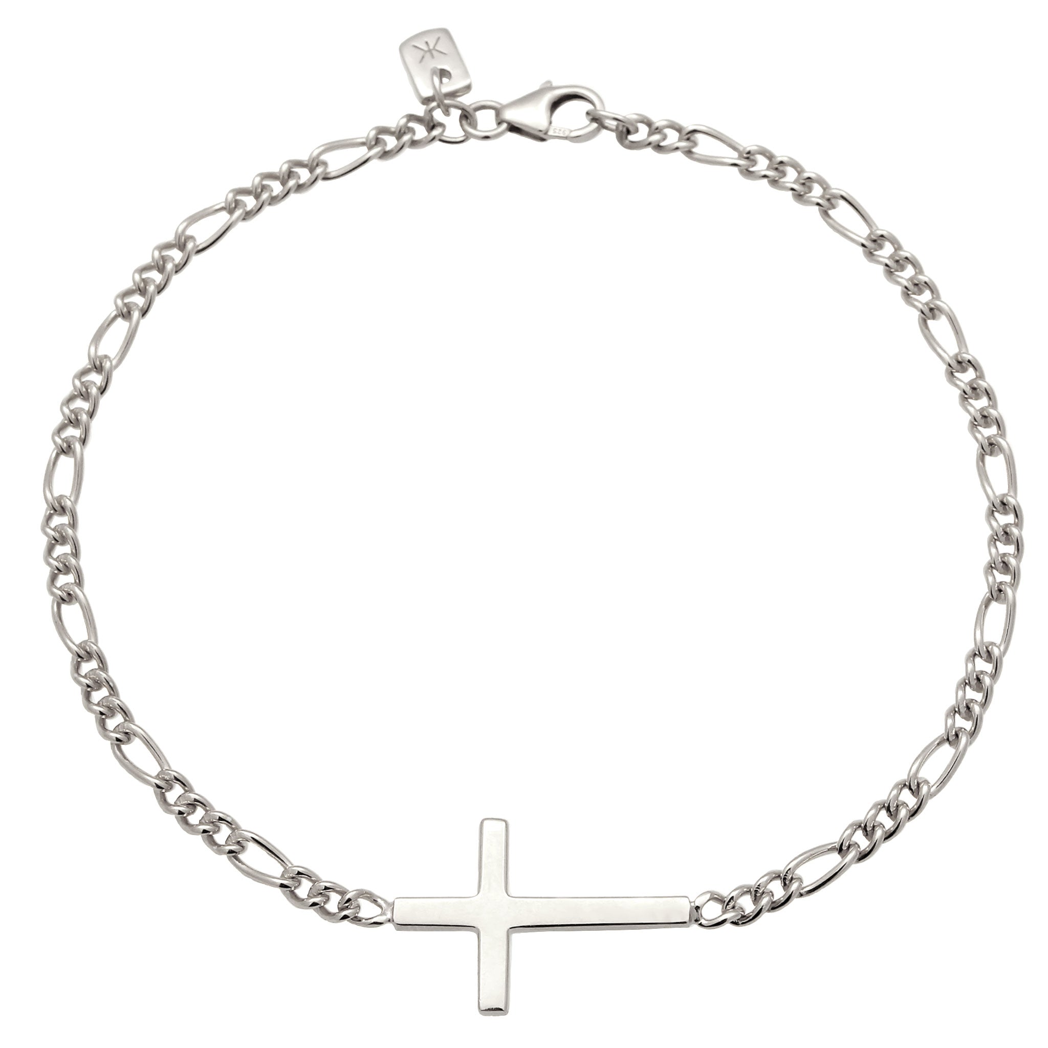 Silber - KUZZOI | Armband Kreuz | Figarokette | 925 Sterling Silber