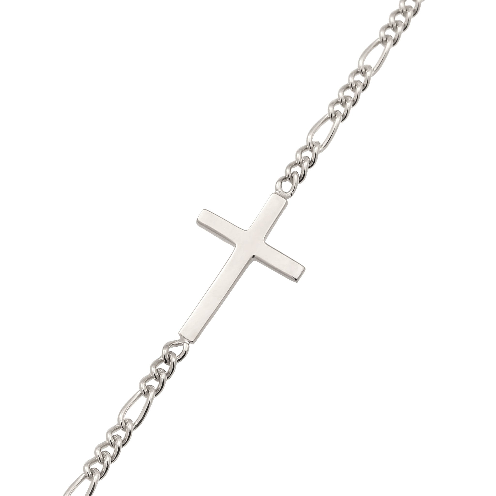 Silber - KUZZOI | Armband Kreuz | Figarokette | 925 Sterling Silber