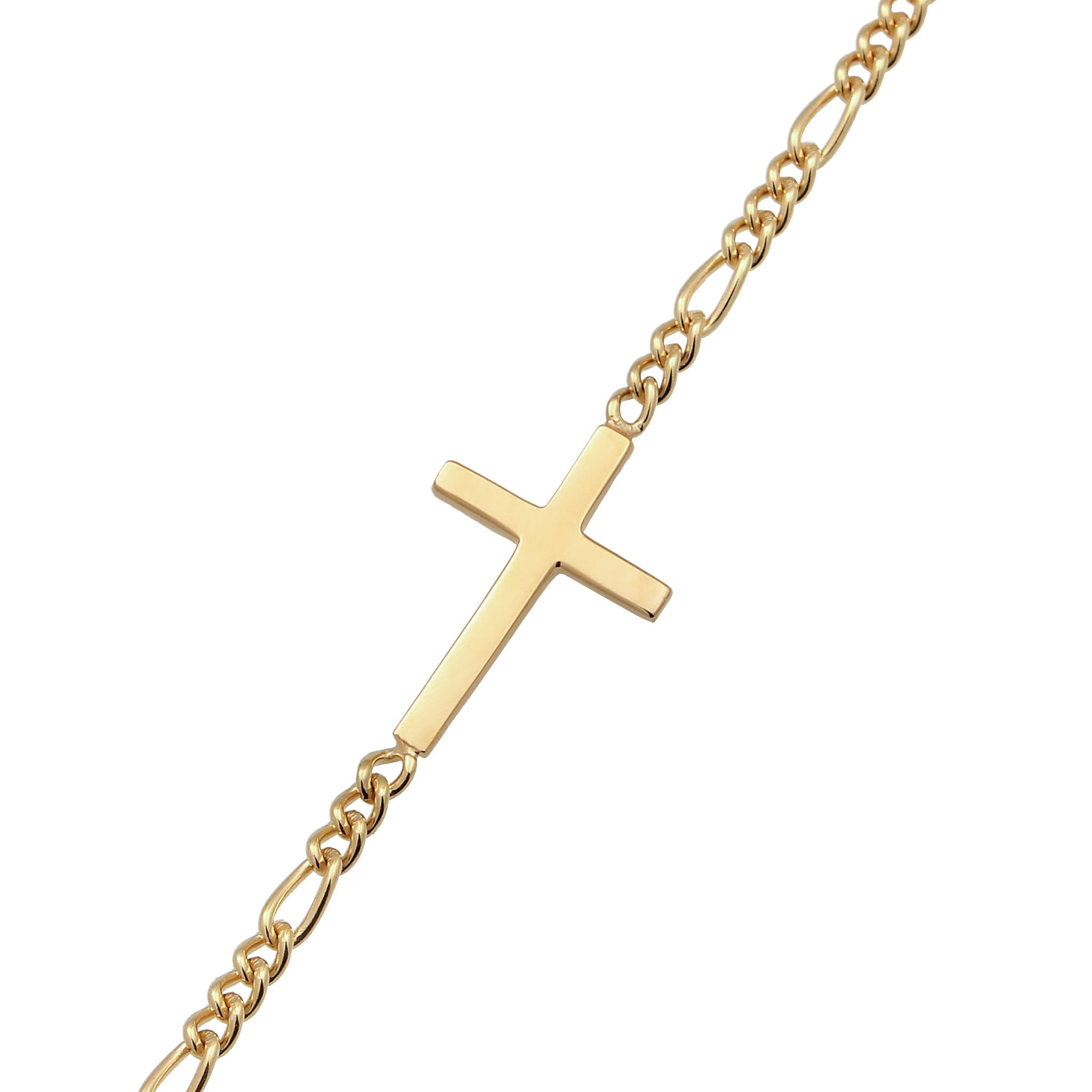 Gold - KUZZOI | Armband Kreuz | Figarokette | 925 Sterling Silber vergoldet