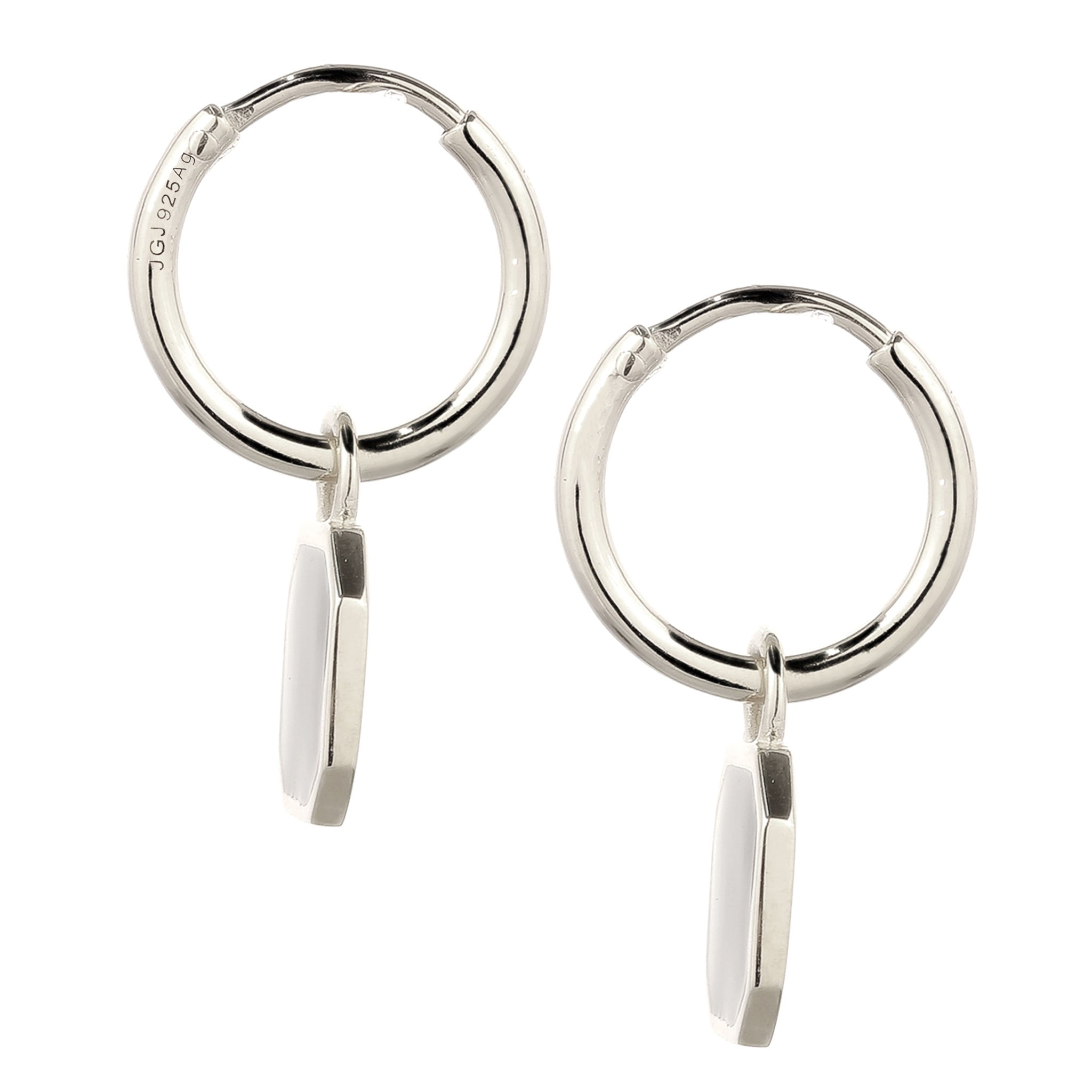 Silber - KUZZOI | Creolen Quadrat | Emaille (Schwarz) | 925 Sterling Silber