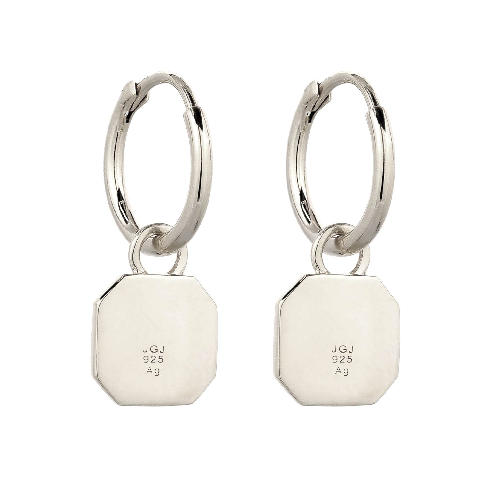 Silber - KUZZOI | Creolen Quadrat | Emaille (Schwarz) | 925 Sterling Silber