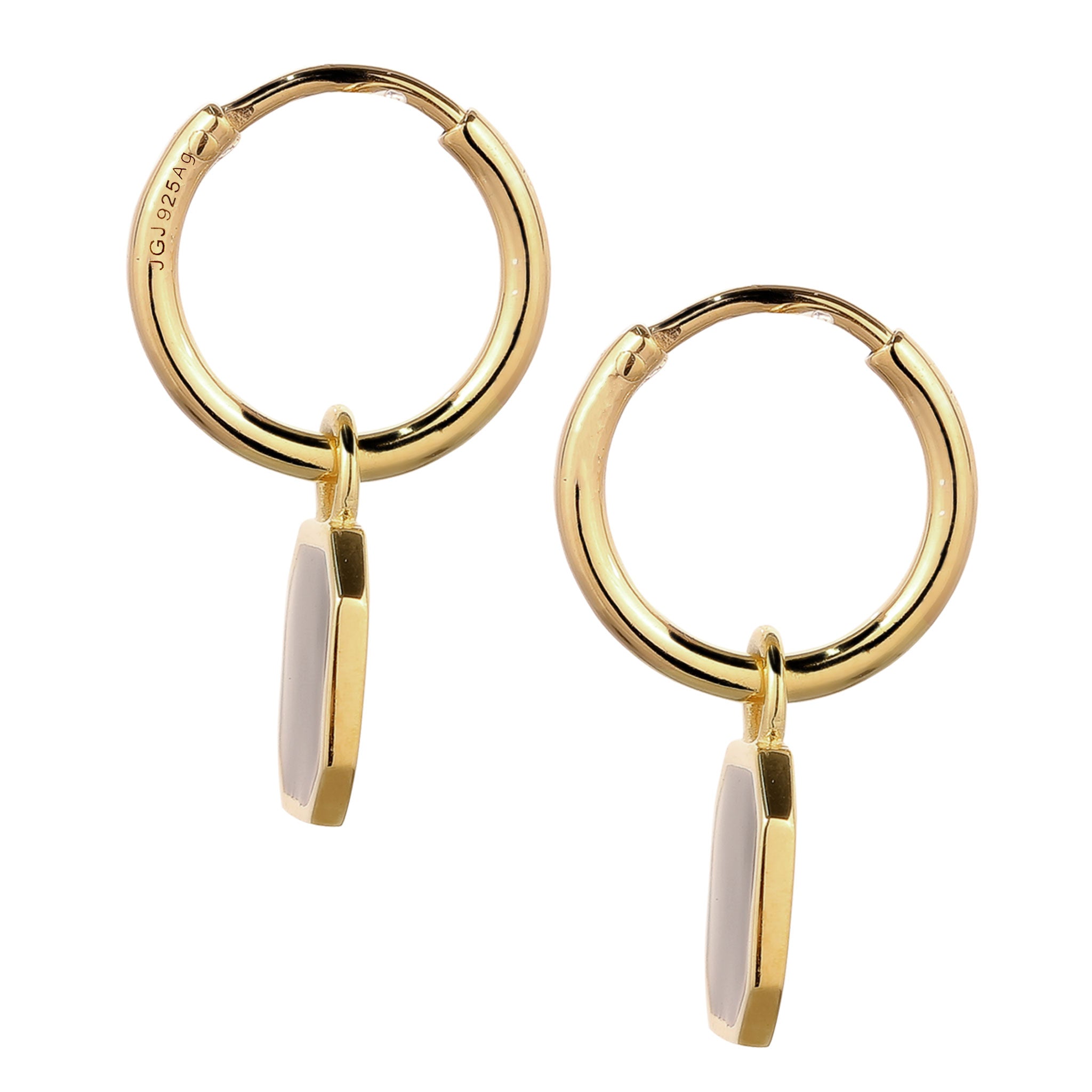 Gold - KUZZOI | Creolen Quadrat | Emaille (Schwarz) | 925 Sterling Silber vergoldet
