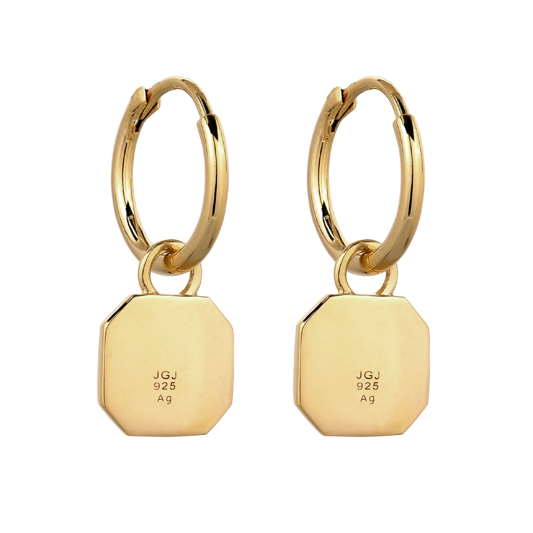 Gold - KUZZOI | Creolen Quadrat | Emaille (Schwarz) | 925 Sterling Silber vergoldet