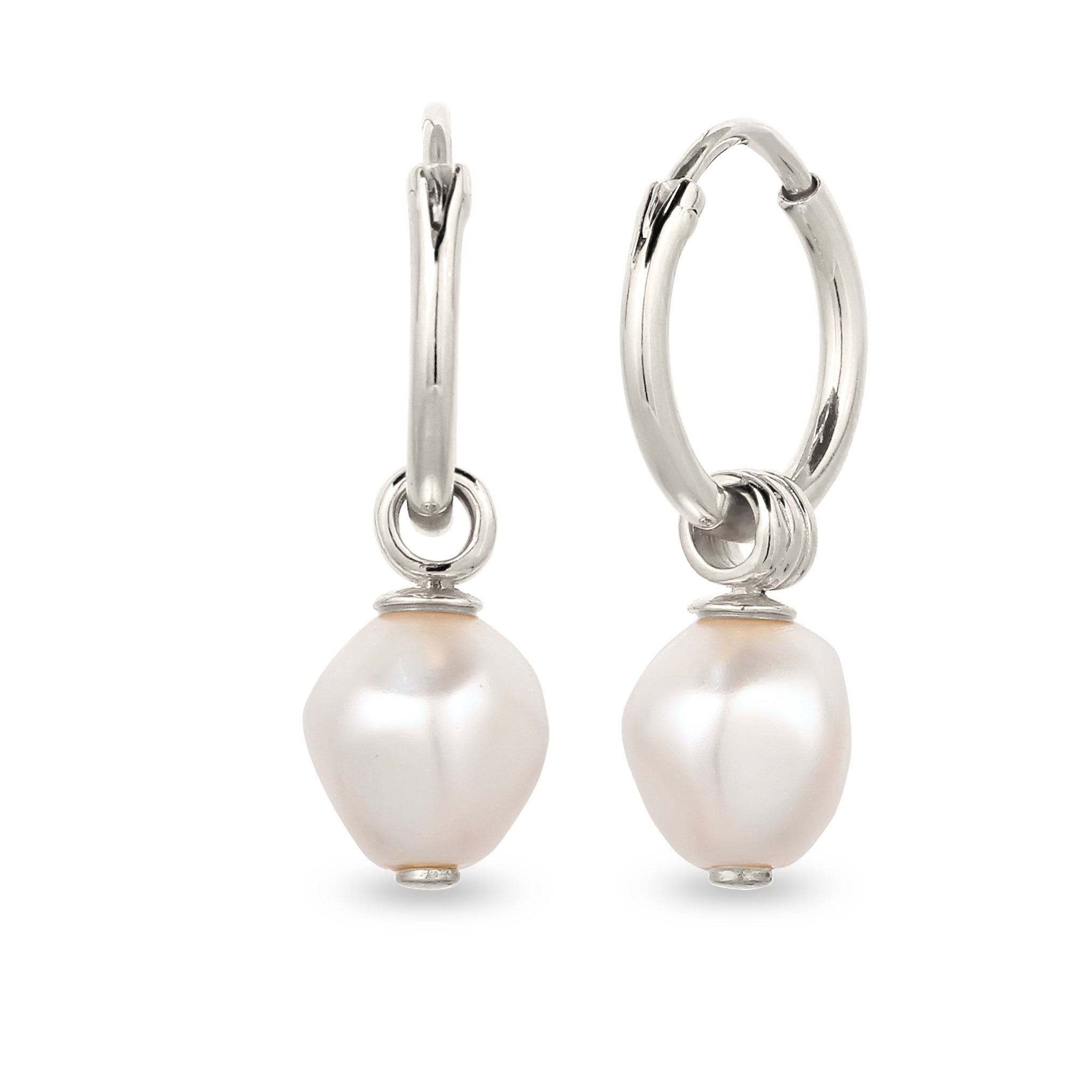 Silber - KUZZOI | Creolen | Mit Perlen von Swarovski® (Weiß) | 925 Sterling Silber