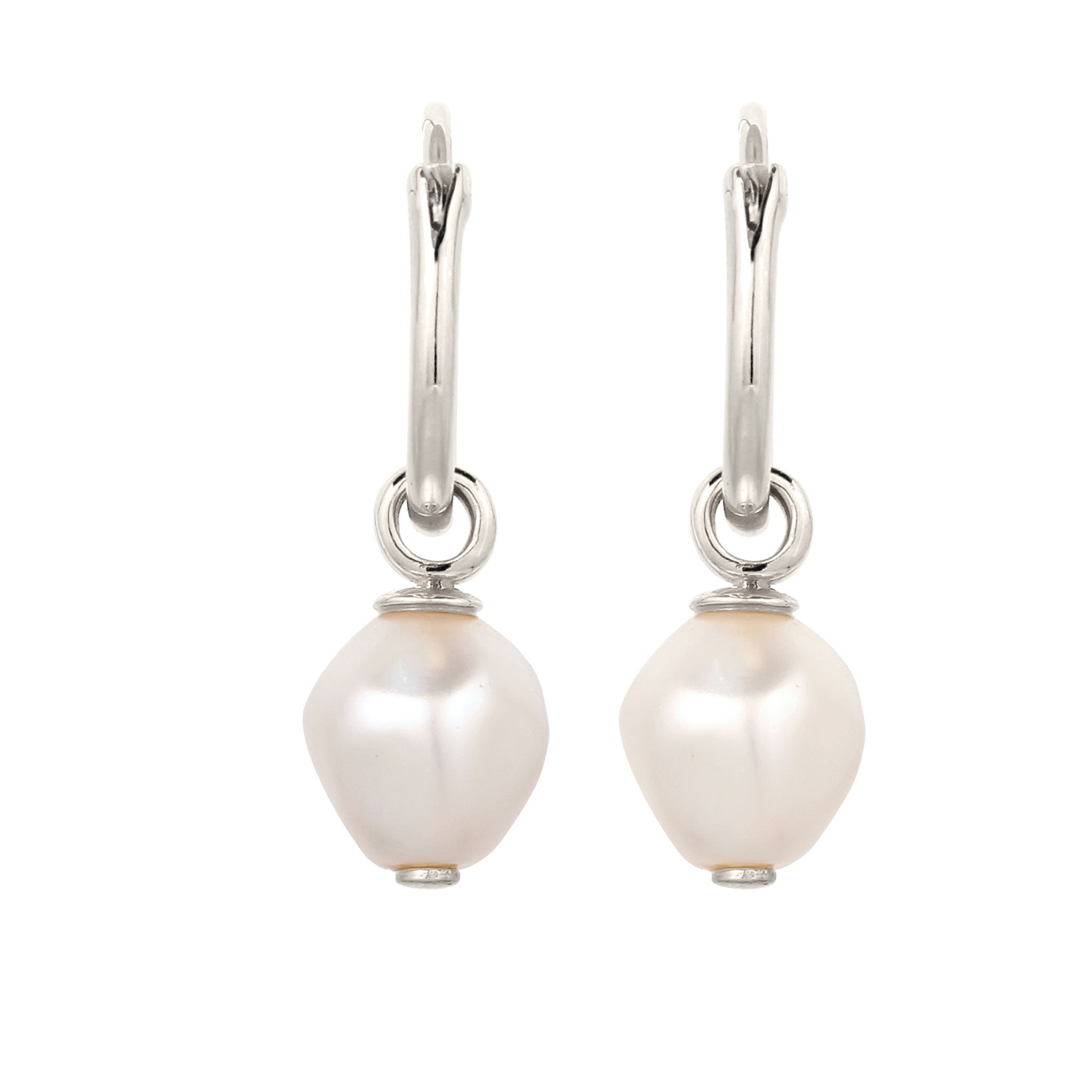 Silber - KUZZOI | Creolen | Mit Perlen von Swarovski® (Weiß) | 925 Sterling Silber