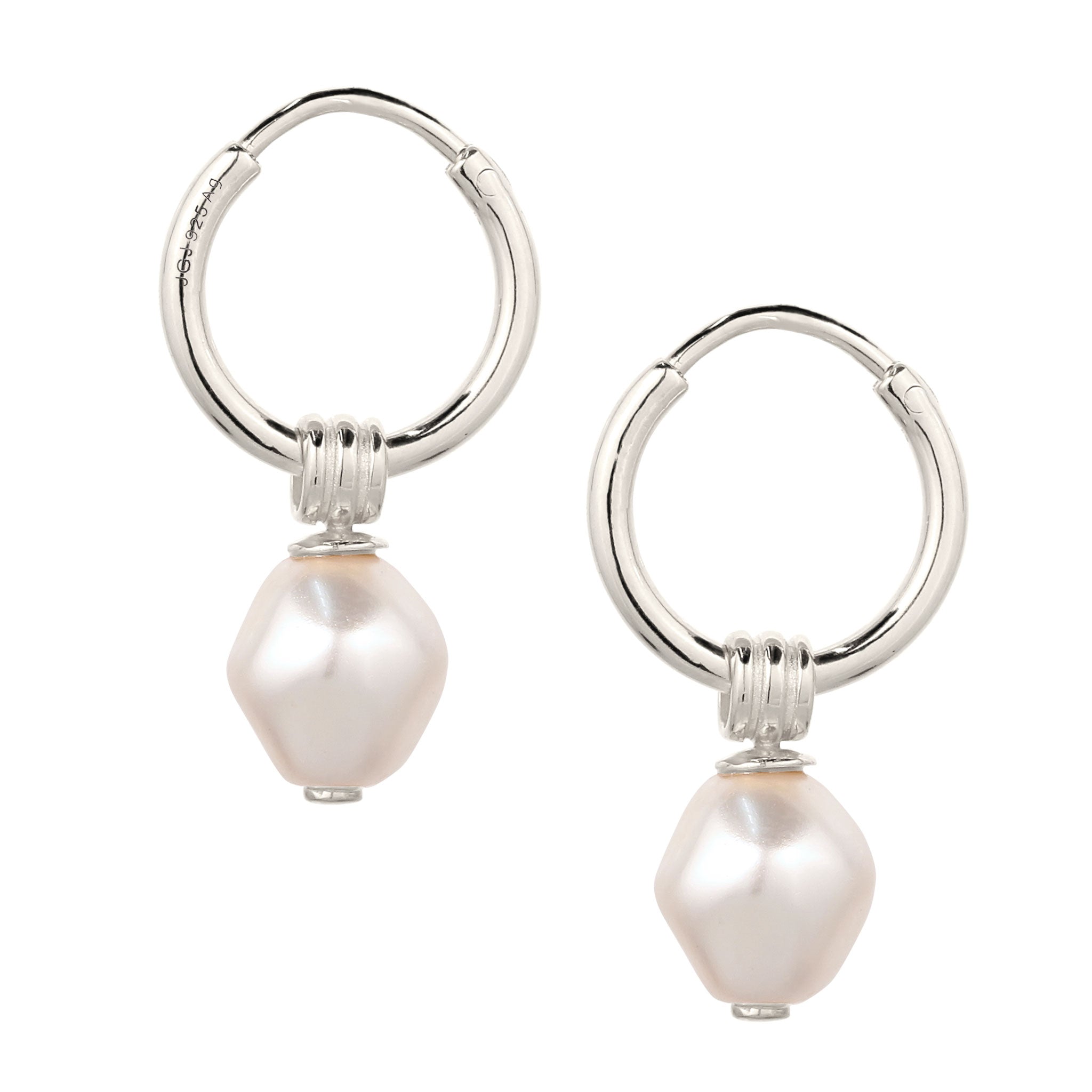 Silber - KUZZOI | Creolen | Mit Perlen von Swarovski® (Weiß) | 925 Sterling Silber