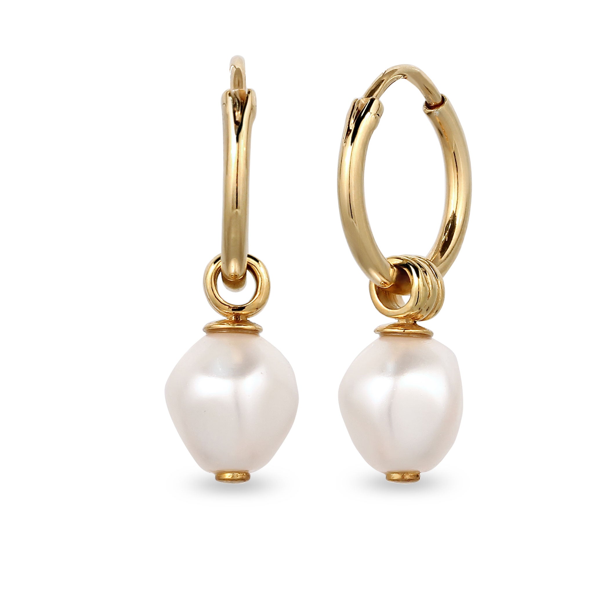 Gold - KUZZOI | Creolen | Mit Perlen von Swarovski® (Weiß) | 925 Sterling Silber vergoldet