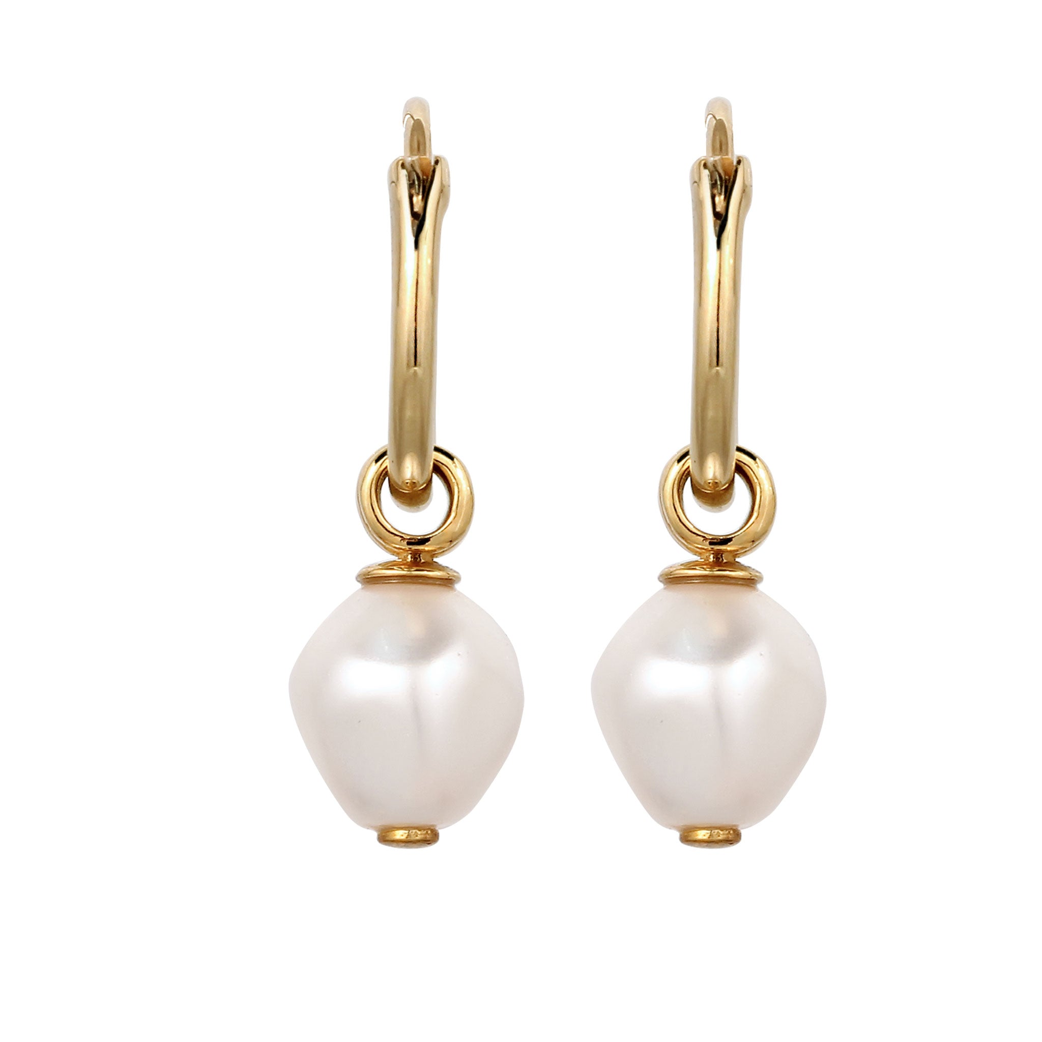 Gold - KUZZOI | Creolen | Mit Perlen von Swarovski® (Weiß) | 925 Sterling Silber vergoldet