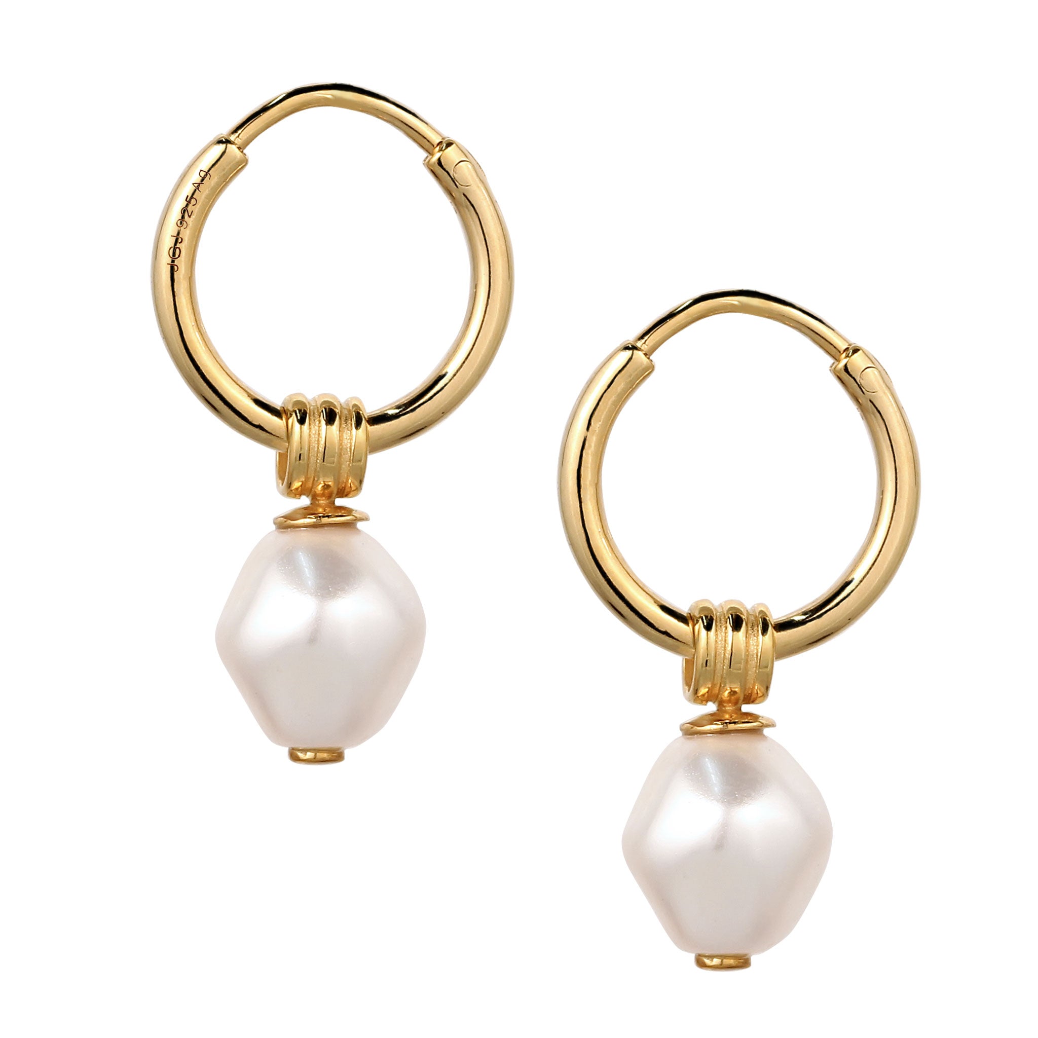 Gold - KUZZOI | Creolen | Mit Perlen von Swarovski® (Weiß) | 925 Sterling Silber vergoldet