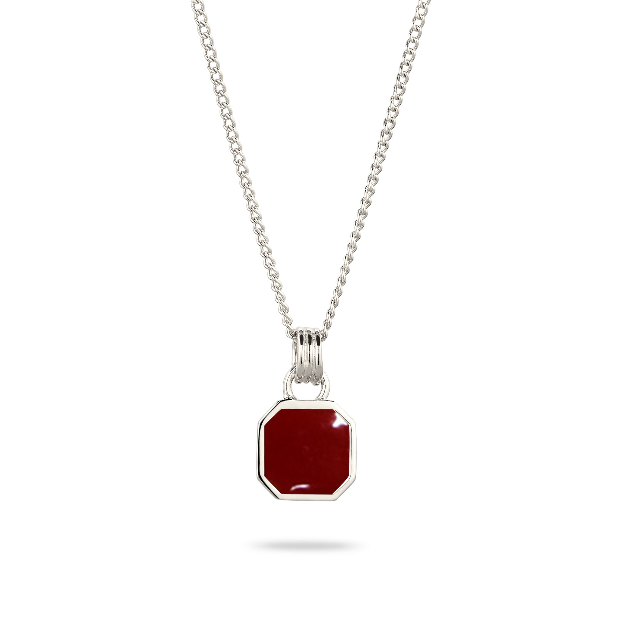 Silber - KUZZOI | Halskette mit Anhänger | Emaille (Rot) | 925 Sterling Silber