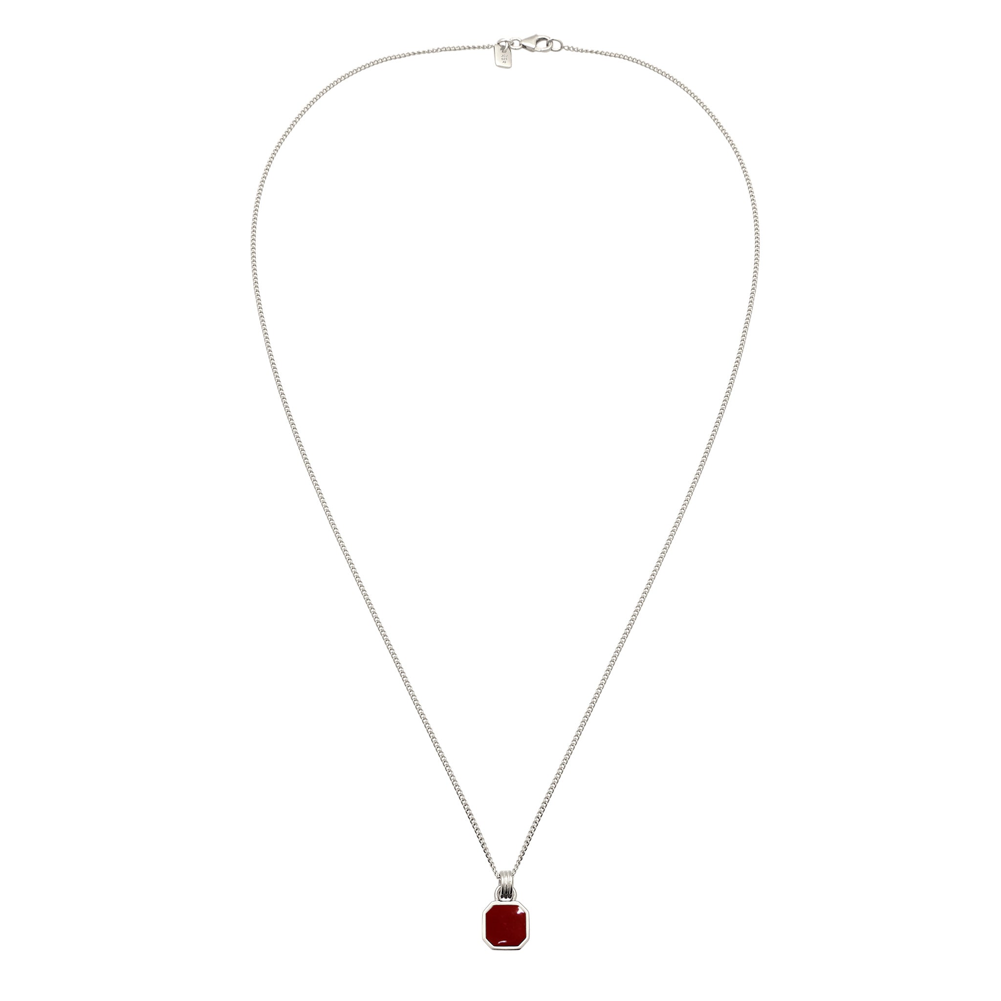 Silber - KUZZOI | Halskette mit Anhänger | Emaille (Rot) | 925 Sterling Silber