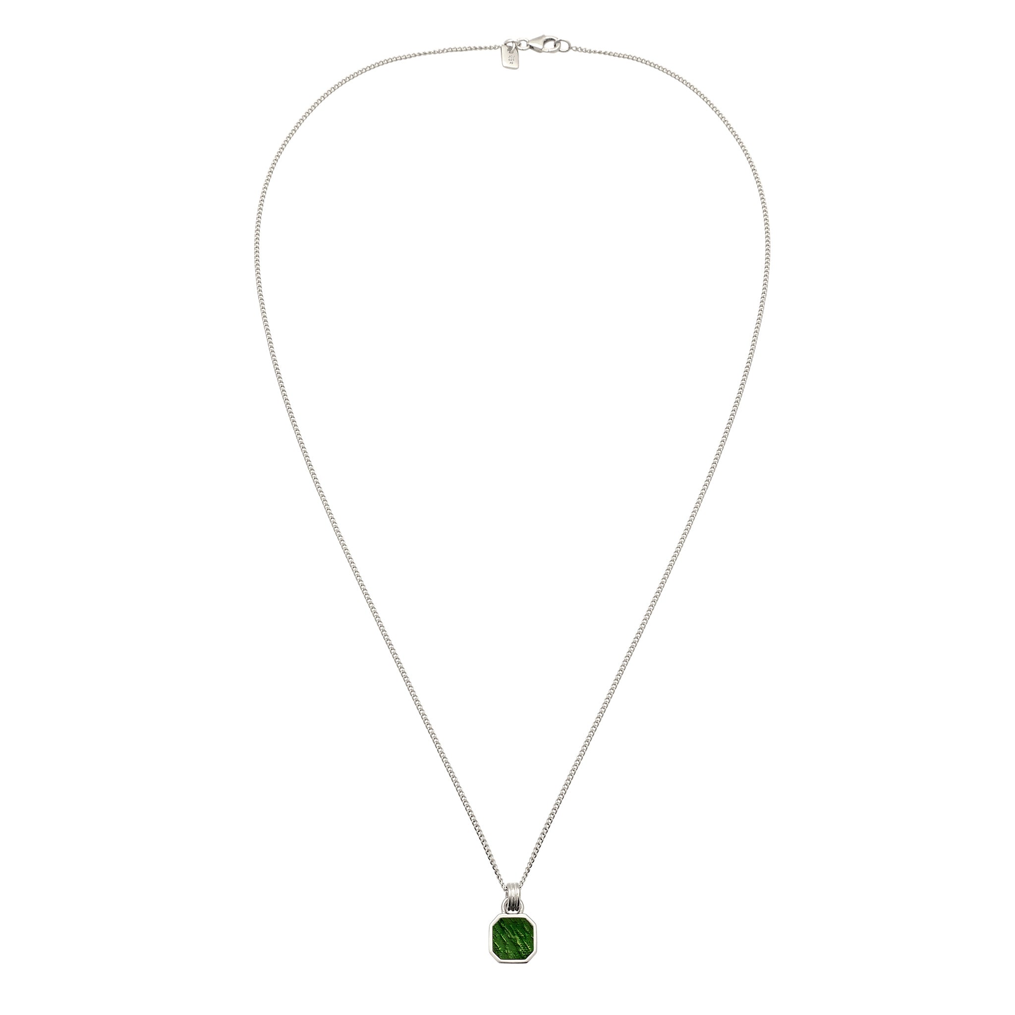 Silber - KUZZOI | Halskette mit Anhänger | Emaille (Grün) | 925 Sterling Silber
