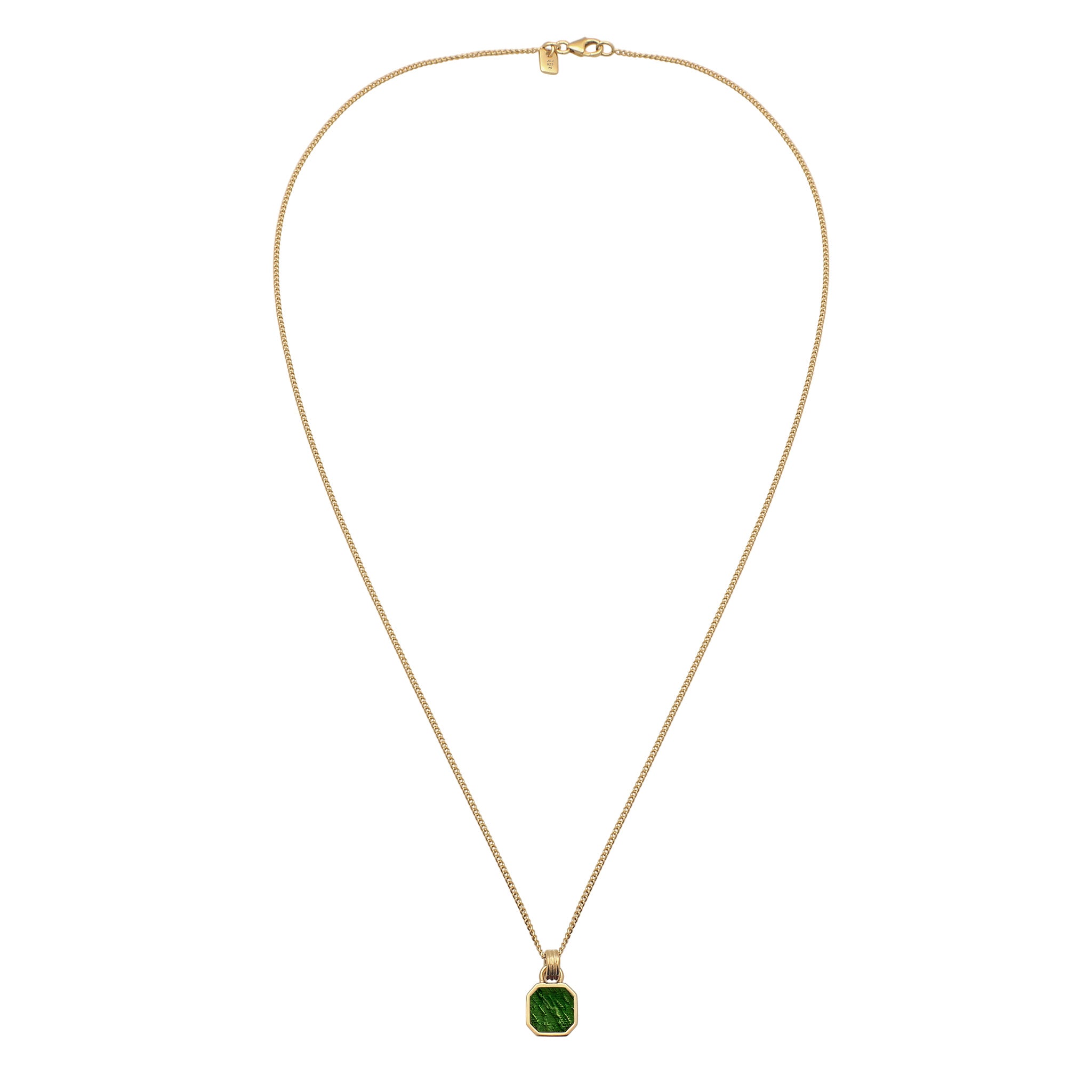 Gold - KUZZOI | Halskette mit Anhänger | Emaille (Grün) | 925 Sterling Silber vergoldet