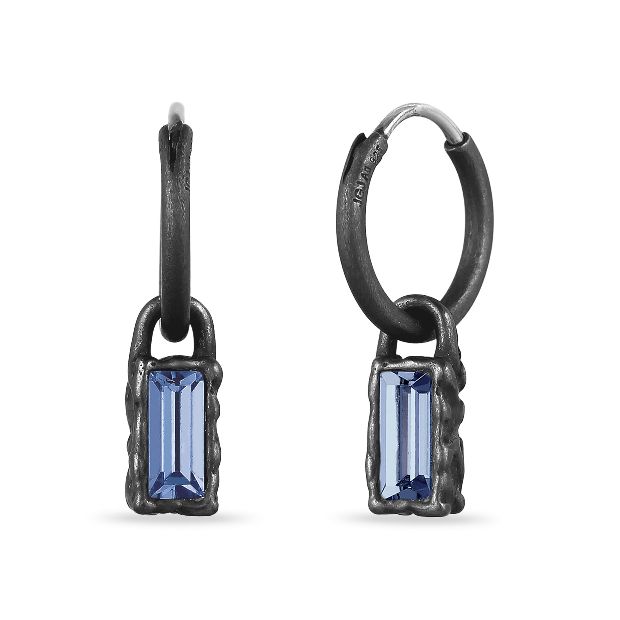 Blau - KUZZOI | Creolen Quadrat | Swarovski® Kristalle (Blau) | 925 Sterling Silber