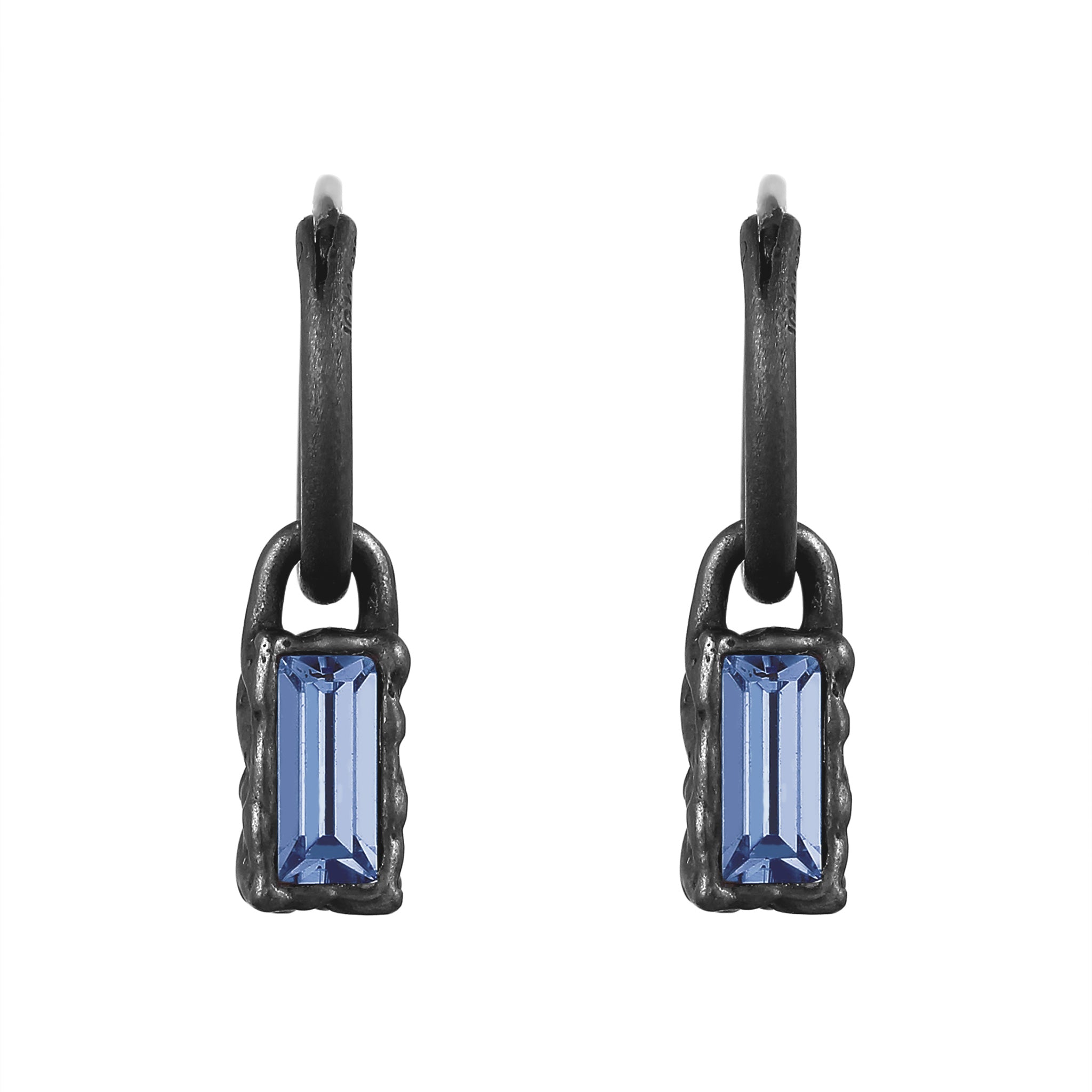 Blau - KUZZOI | Creolen Quadrat | Swarovski® Kristalle (Blau) | 925 Sterling Silber