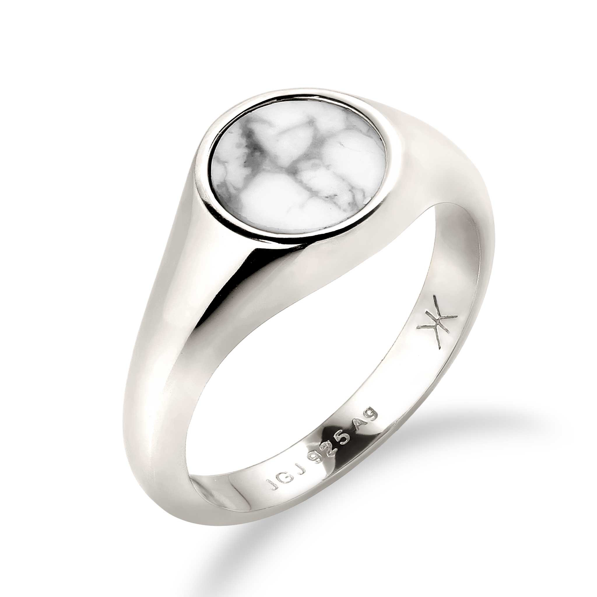 Silber - KUZZOI | Siegelring | Marmor (Weiß) | 925 Sterling Silber
