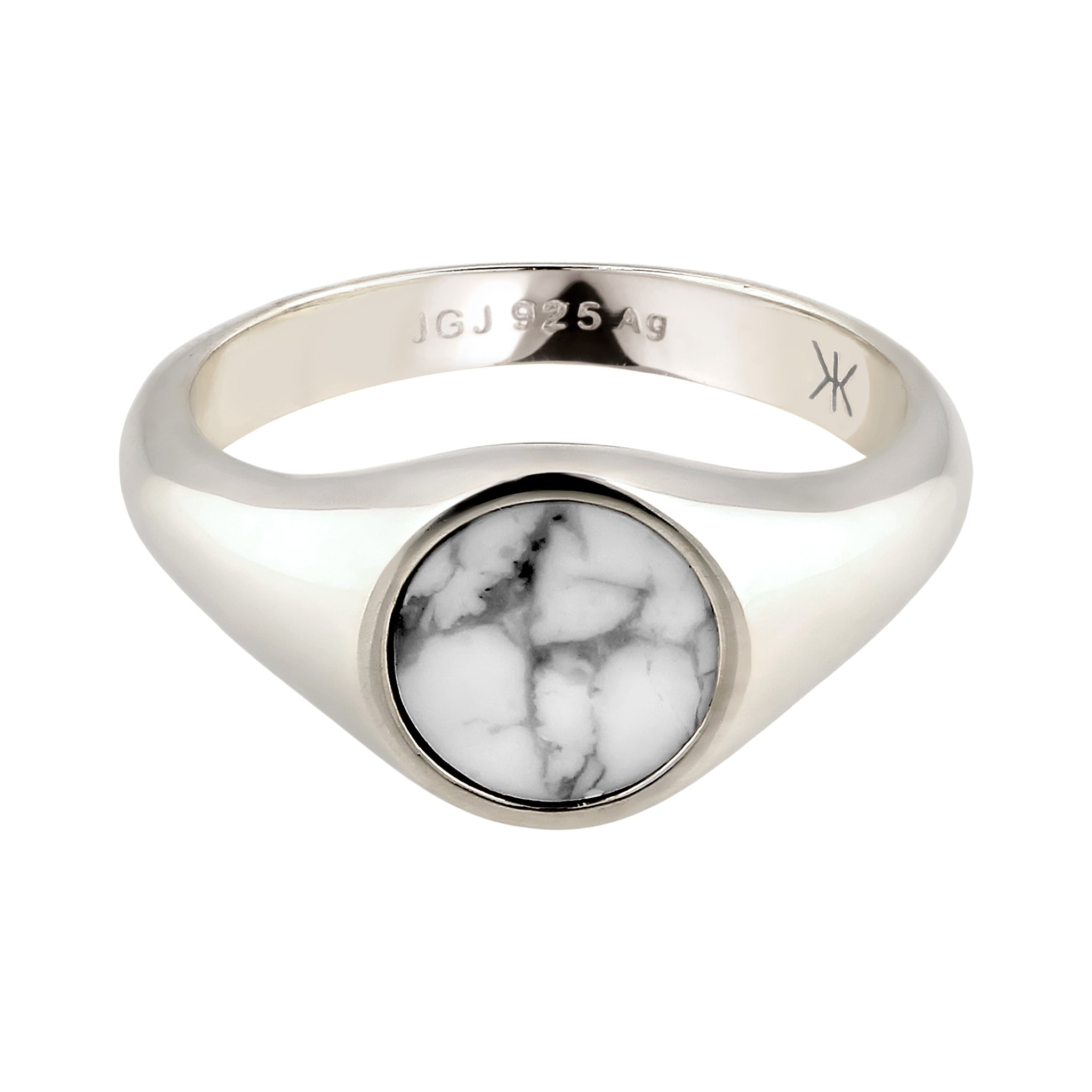 Silber - KUZZOI | Siegelring | Marmor (Weiß) | 925 Sterling Silber