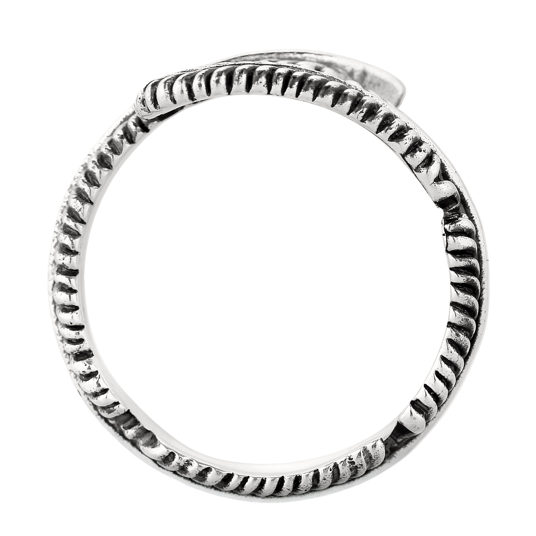 Schwarz - KUZZOI | Wickelring Feder | 925 Sterling Silber oxidiert