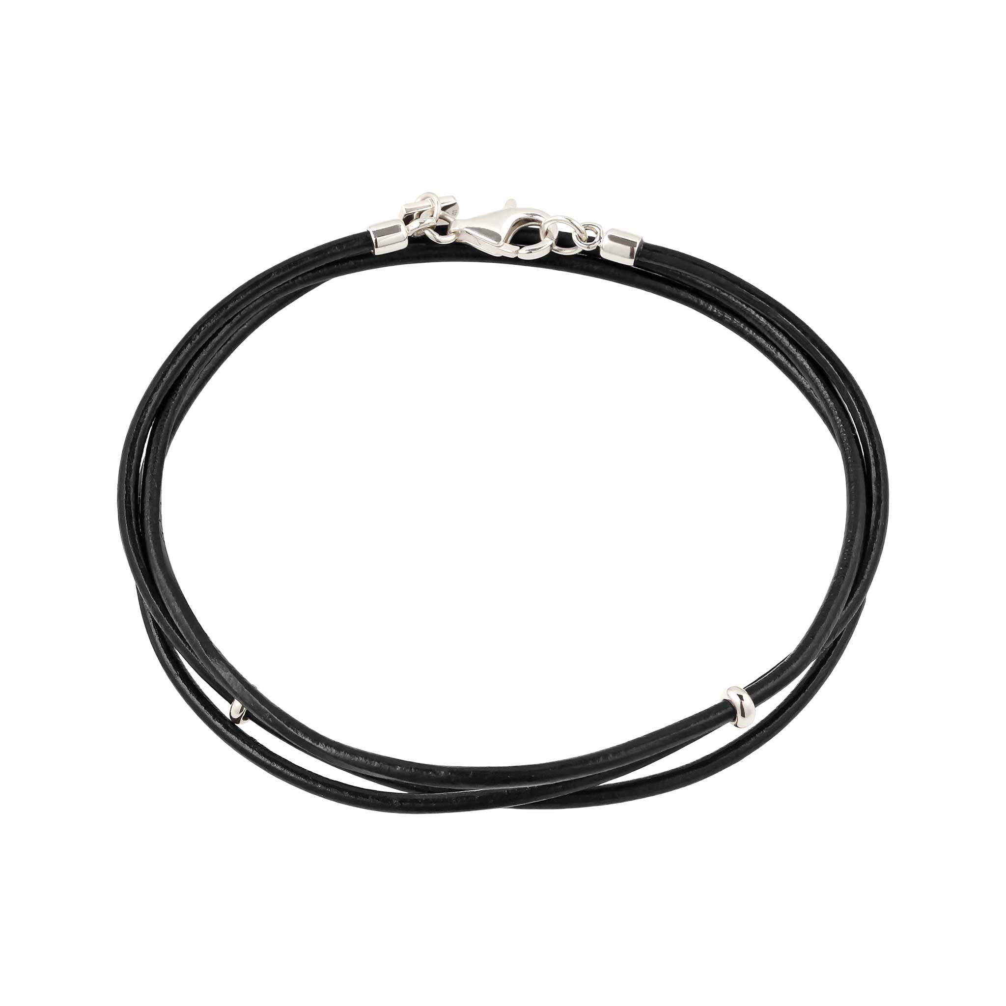Silber - KUZZOI | Armband | Leder (Schwarz) | 925 Sterling Silber