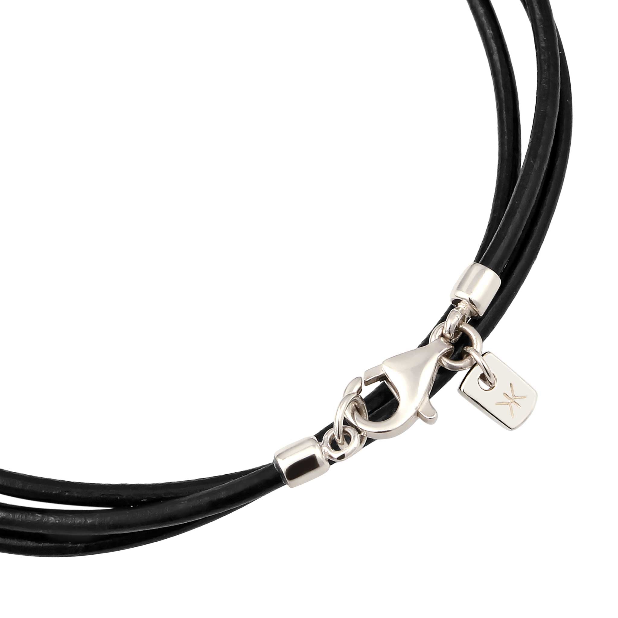 Silber - KUZZOI | Armband | Leder (Schwarz) | 925 Sterling Silber