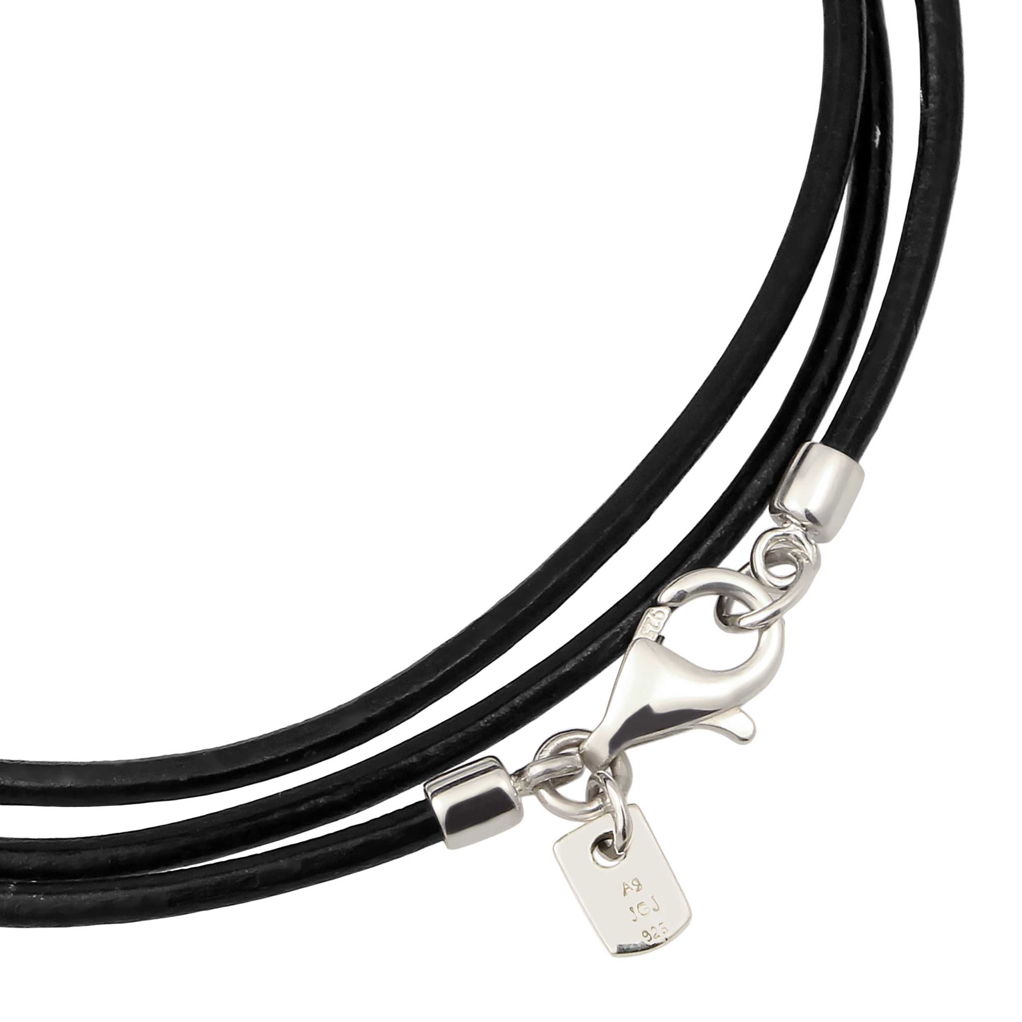 Silber - KUZZOI | Armband | Leder (Schwarz) | 925 Sterling Silber