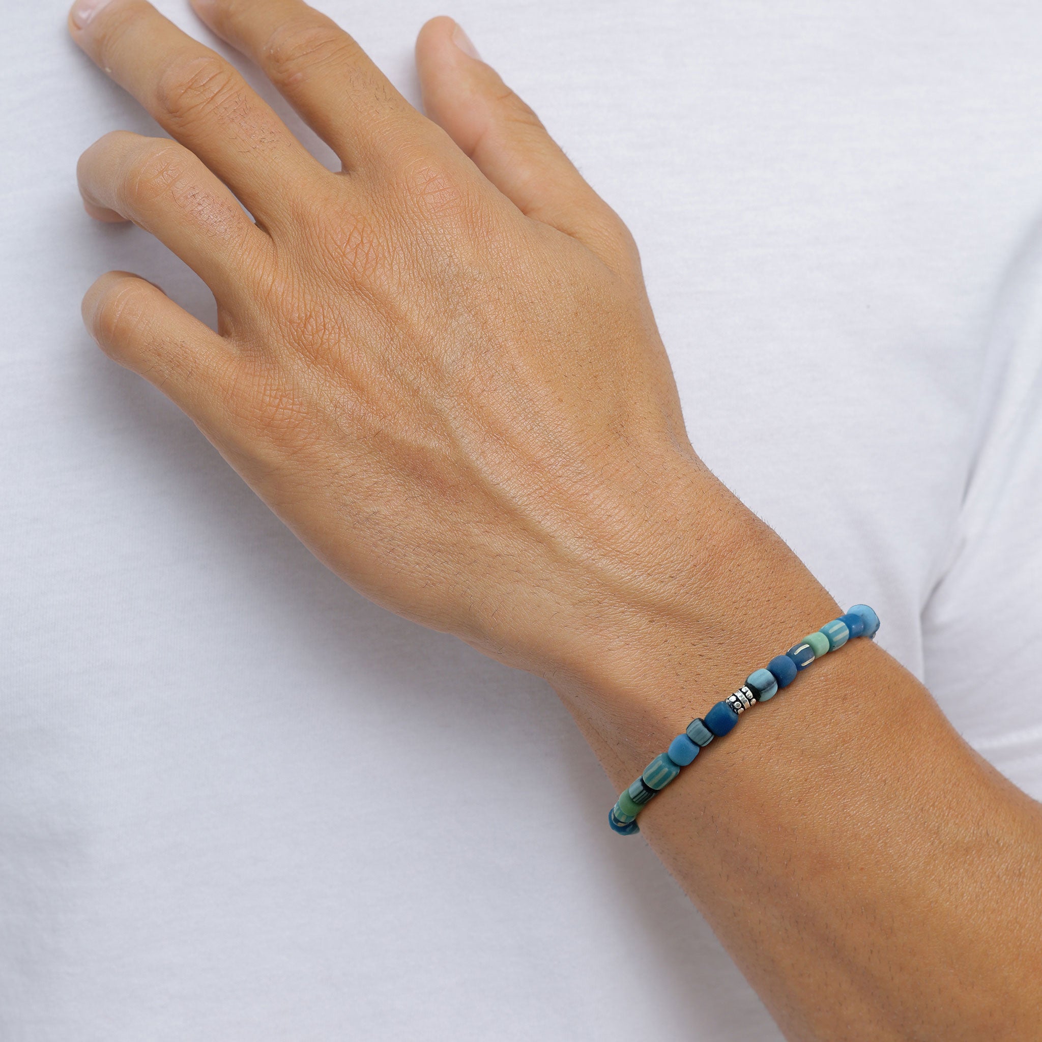 Blau - KUZZOI | Armband Beads | Glas Perlen (Blau) | 925 Sterling Silber