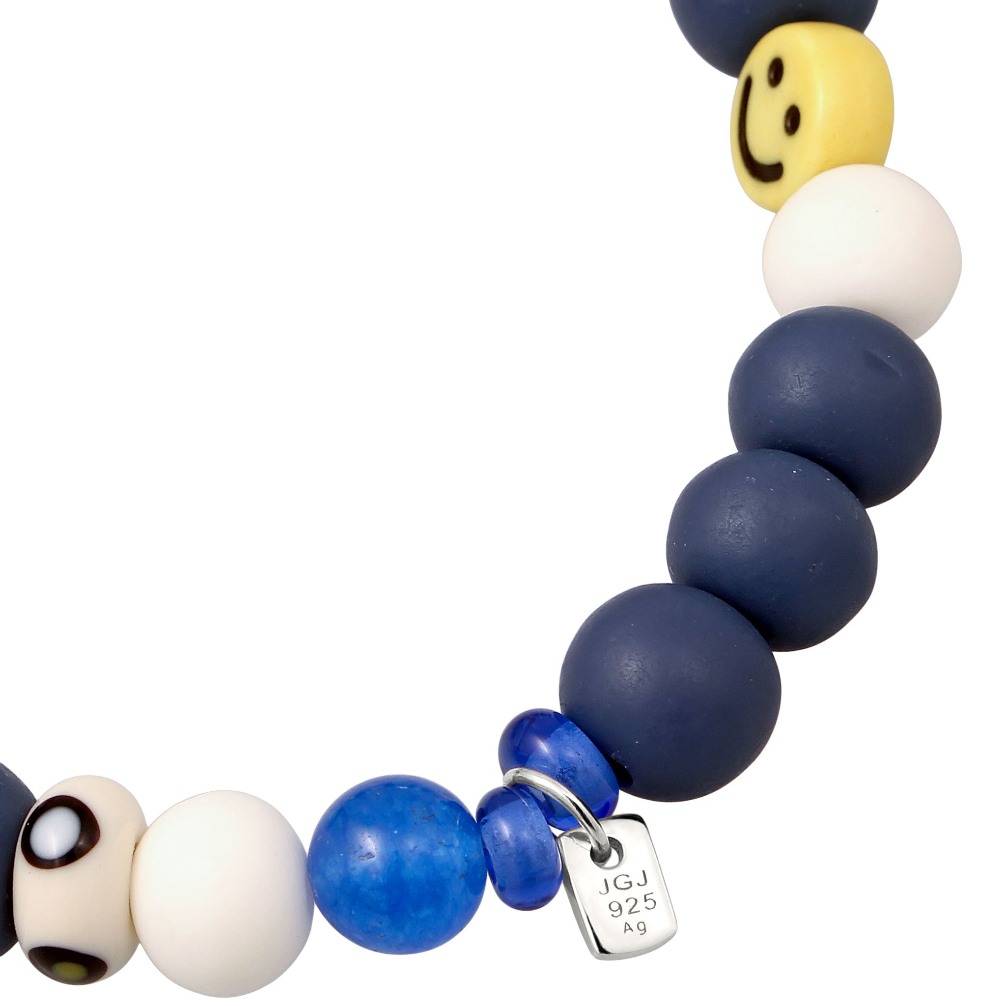 Silber - KUZZOI | Armband mit Smiling Face | Glas Perlen (Bunt) | 925er Sterling Silber