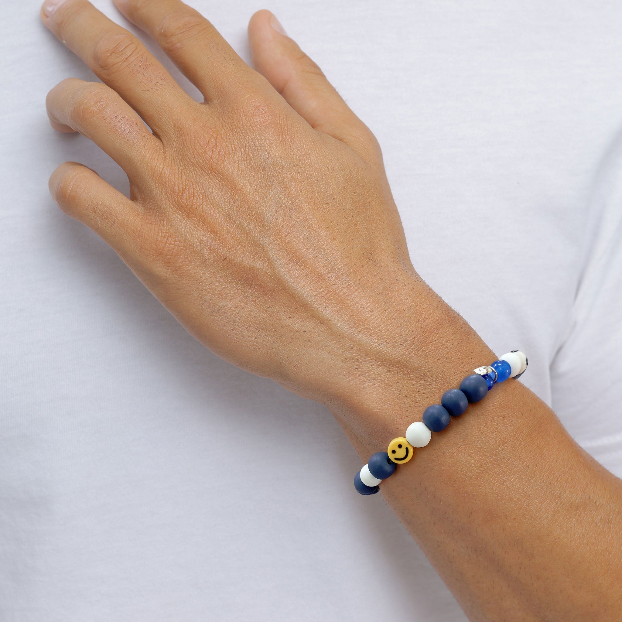 Silber - KUZZOI | Armband mit Smiling Face | Glas Perlen (Bunt) | 925er Sterling Silber