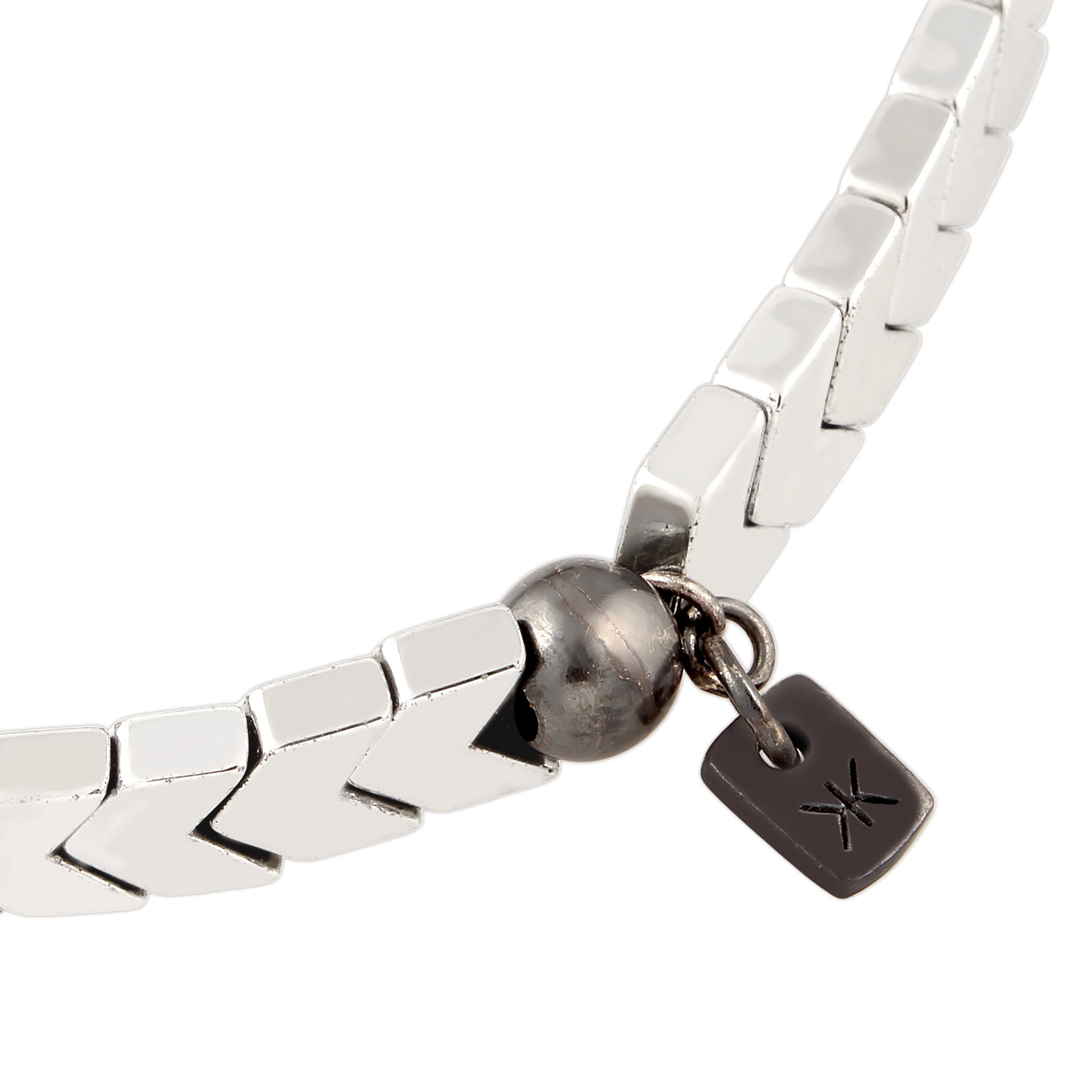 Silber - KUZZOI | Armband | Synthetischer Hämatit | 925 Sterling Silber