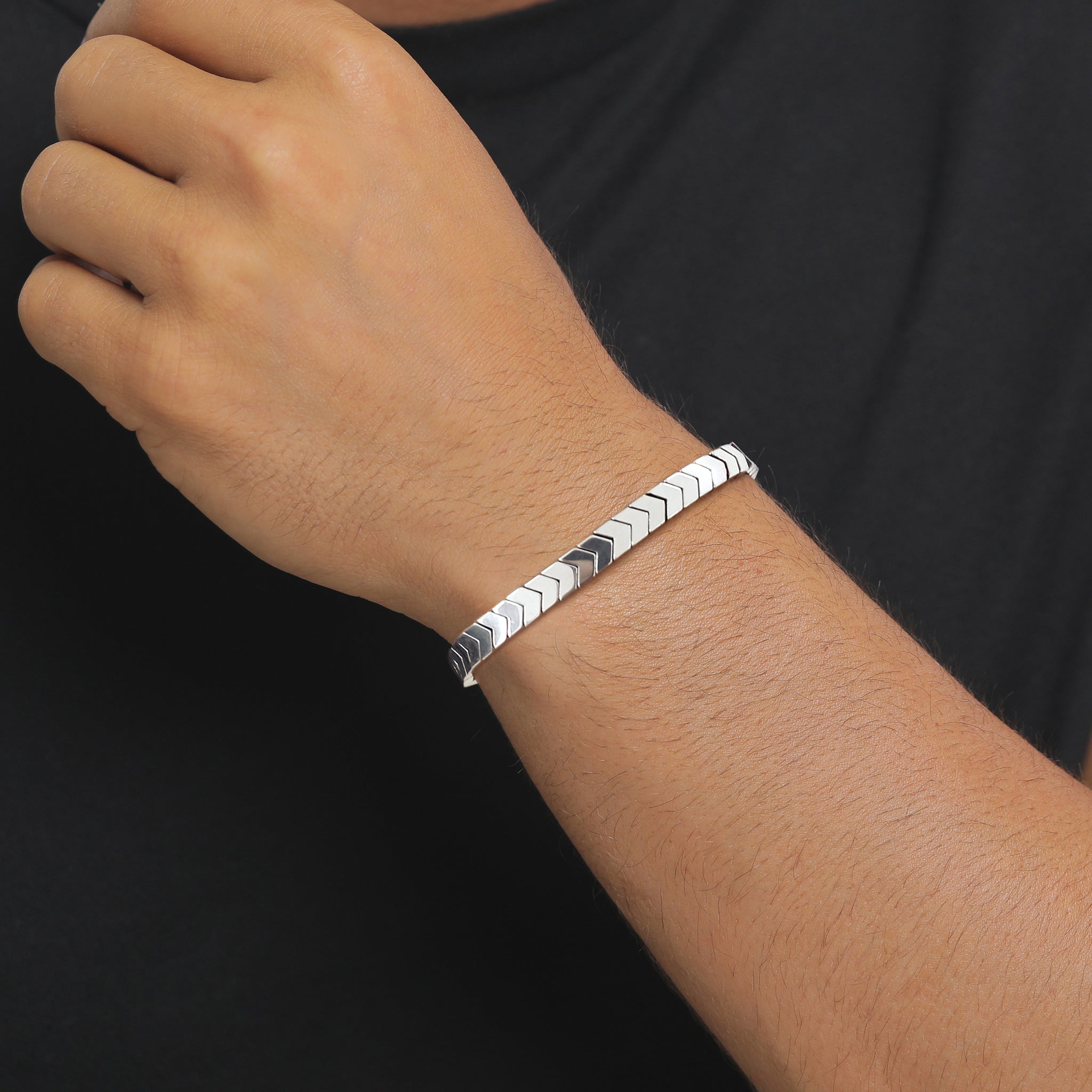 Silber - KUZZOI | Armband | Synthetischer Hämatit | 925 Sterling Silber