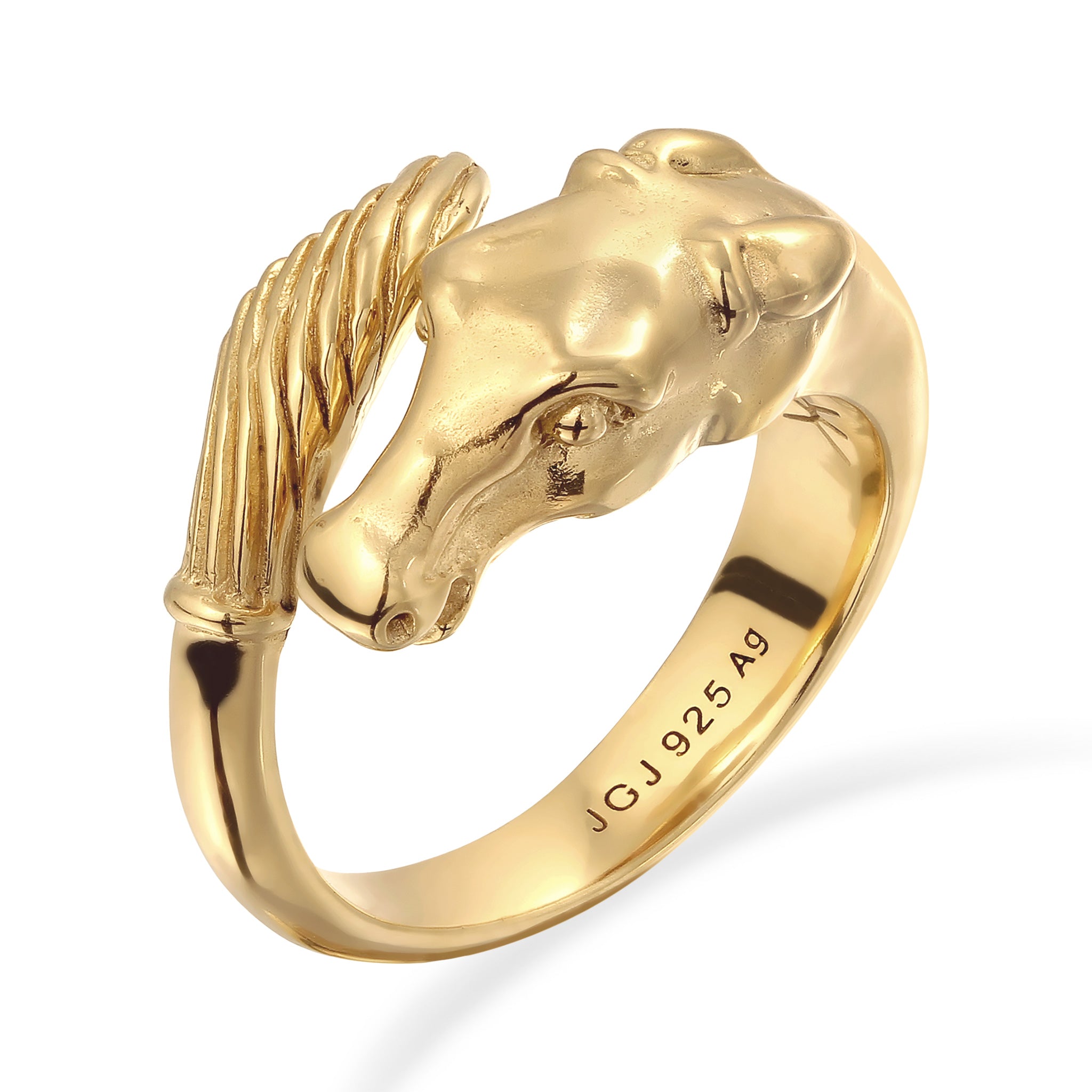 Gold - KUZZOI | Ring Pferd | 925 Sterling Silber vergoldet