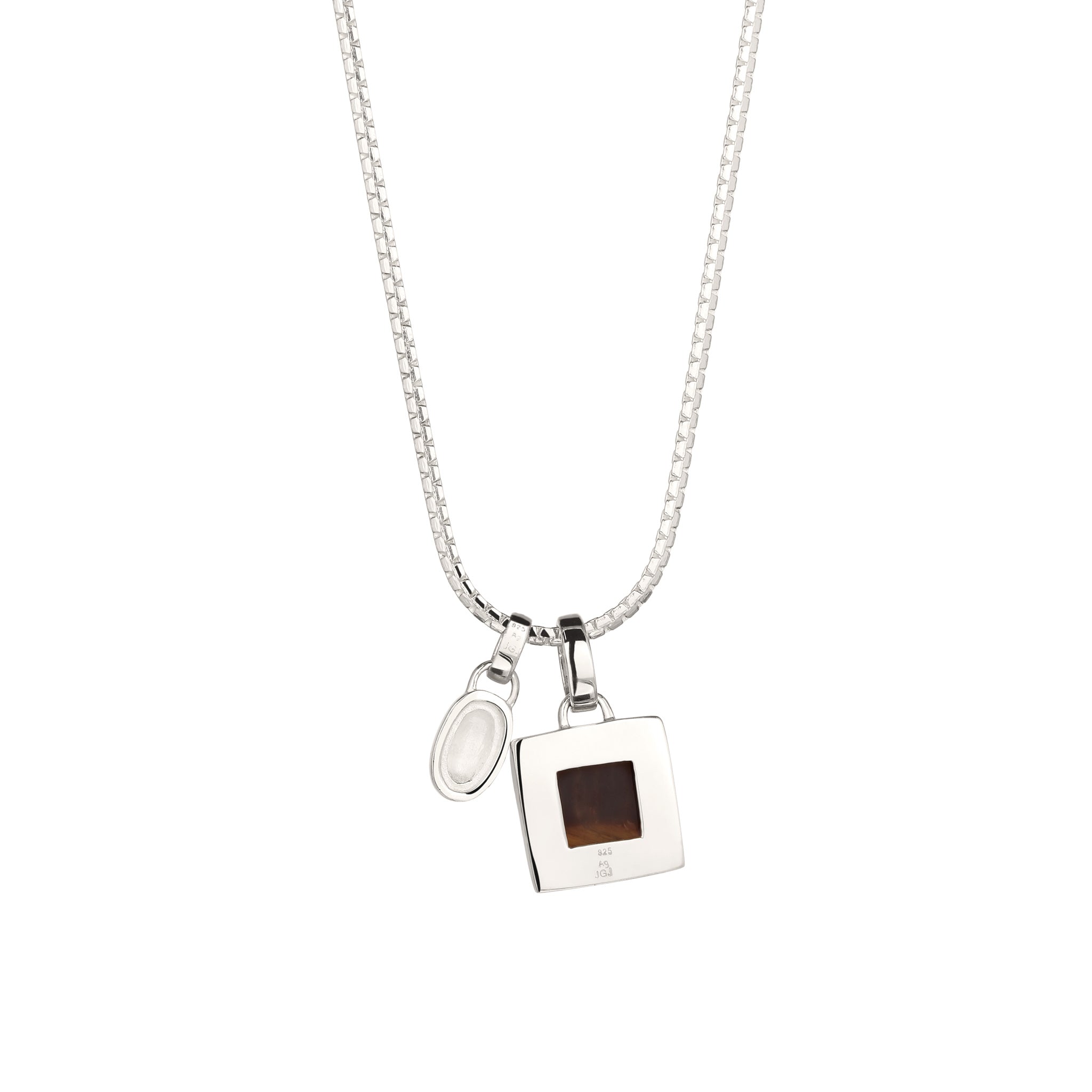 Silber - KUZZOI | Halskette Quadrat Anhänger | Tigerauge (Braun) | 925 Sterling Silber