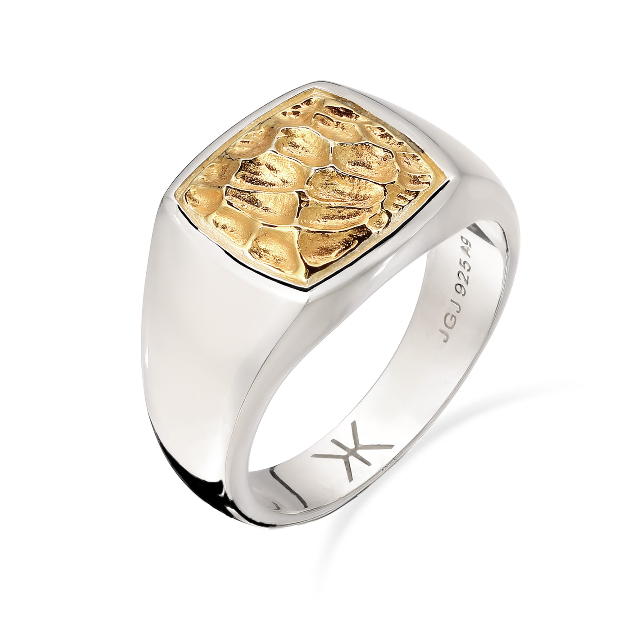 Zweifarbig - KUZZOI | Siegelring Bicolor | 925 Sterling Silber vergoldet