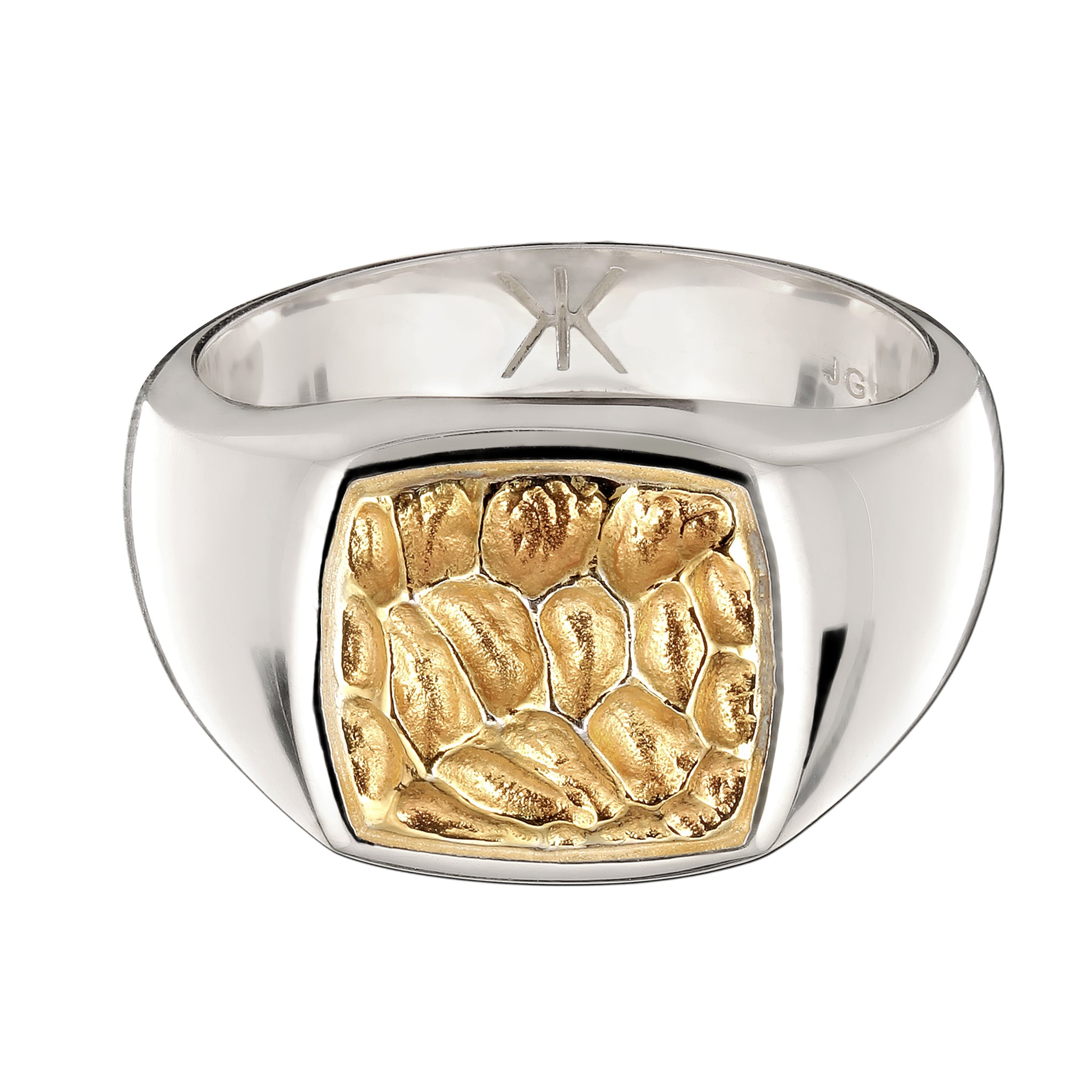 Zweifarbig - KUZZOI | Siegelring Bicolor | 925 Sterling Silber vergoldet