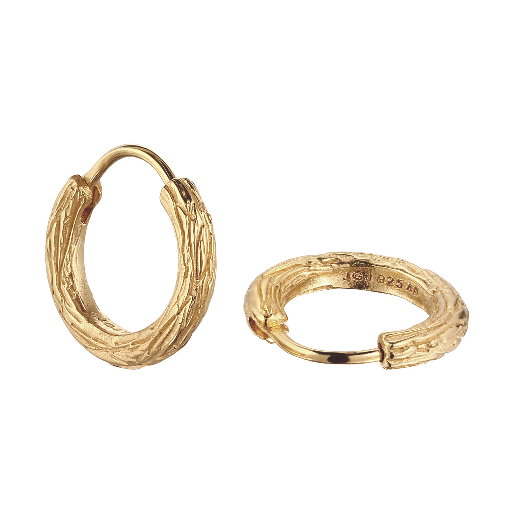 Gold - KUZZOI | Creolen Strukturiert | 925 Sterling Silber vergoldet