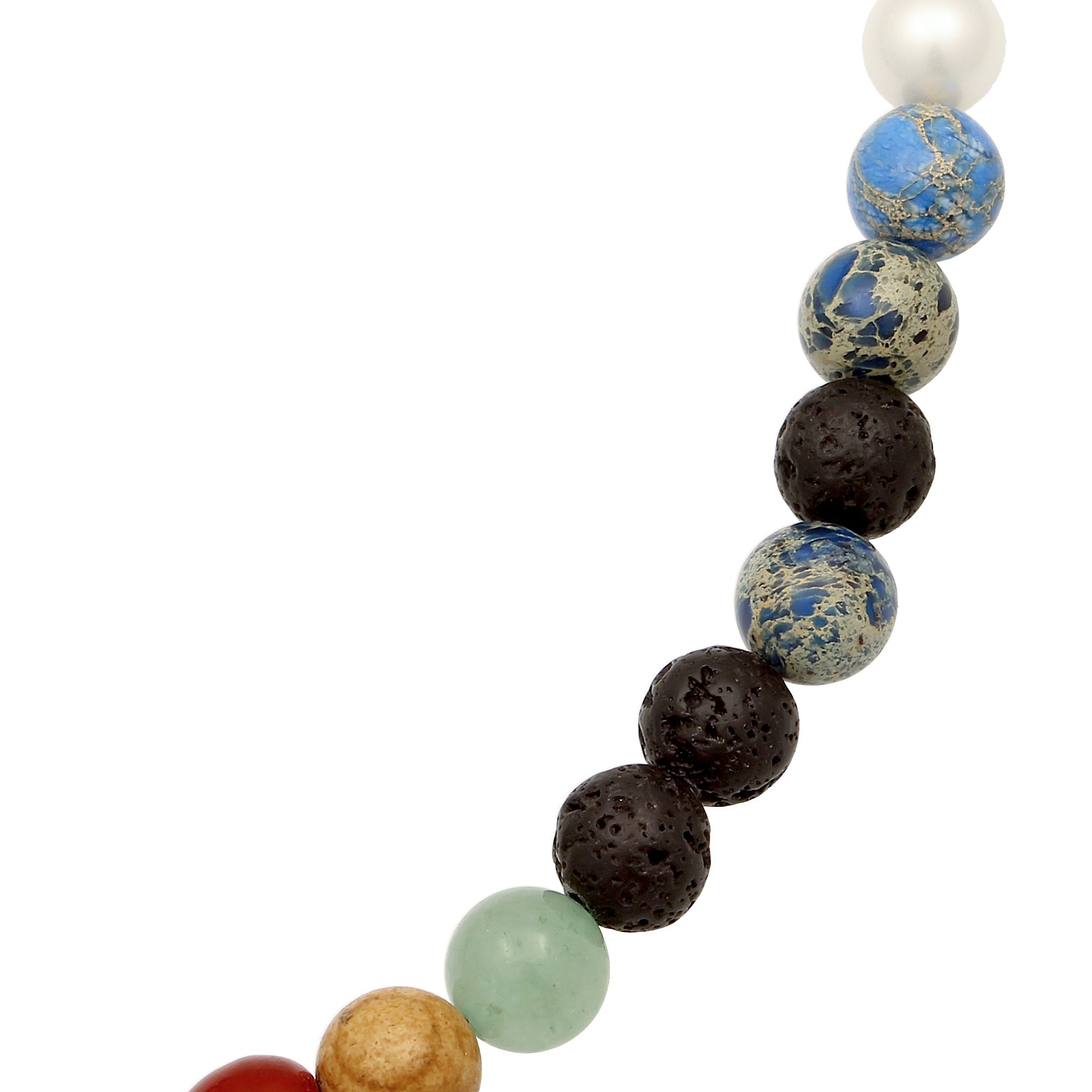 Bunt - KUZZOI | Halskette mit Smiling Face | Achat & Tigerauge & Aventurin (Blau, Braun, Grün) | 925 Sterling Silber