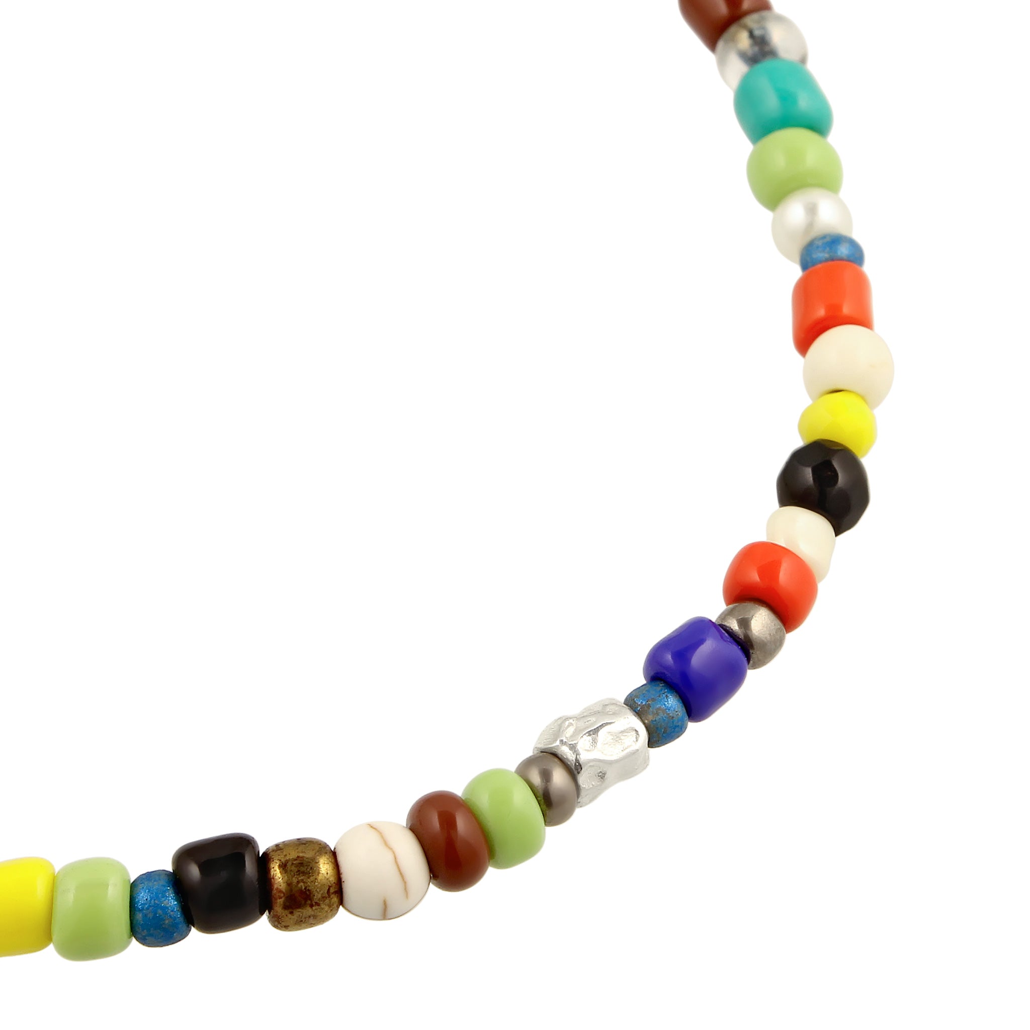 Bunt - KUZZOI | Armband Beads | Synthetischer Achat (Schwarz) & Synthetischer Howlit (Creme) & Synthetische Perle (Weiß) | 925 Sterling Silber