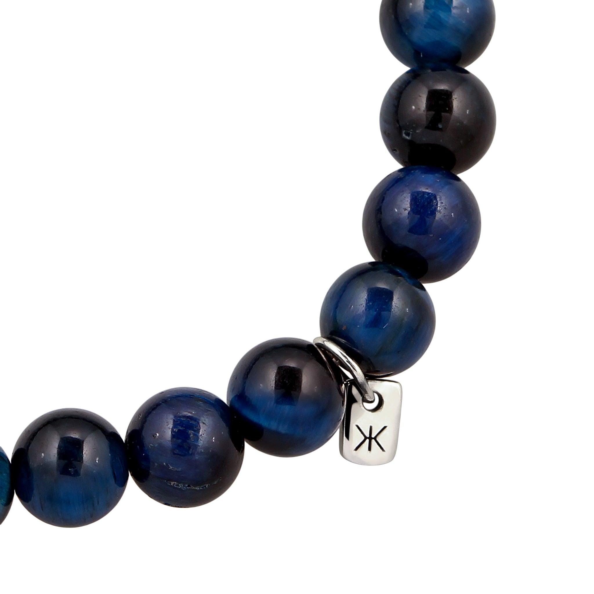 Blau - KUZZOI | Perlen-Armband | Tigerauge (Blau) & Lava (Schwarz) | 925 Sterling Silber