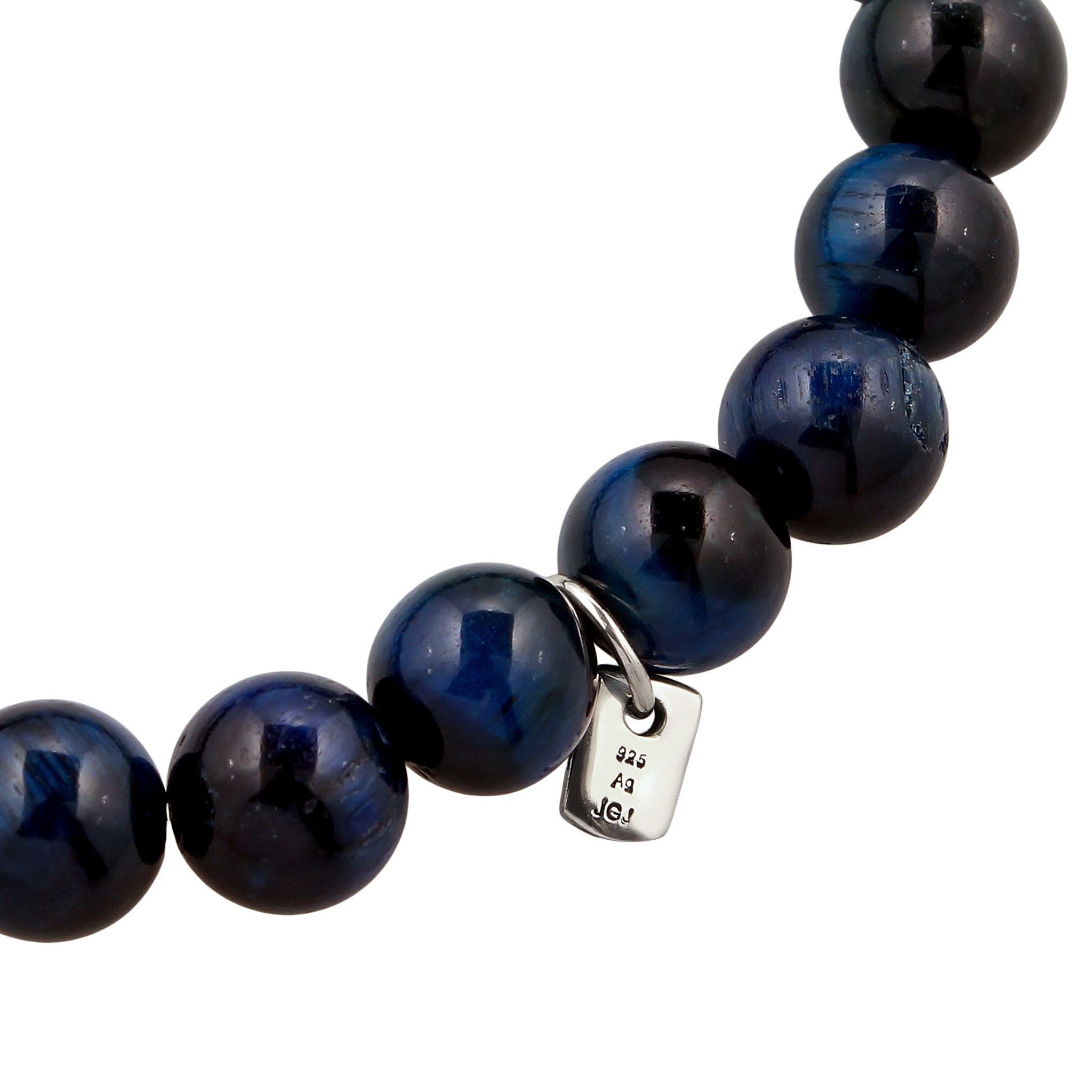 Blau - KUZZOI | Perlen-Armband | Tigerauge (Blau) & Lava (Schwarz) | 925 Sterling Silber