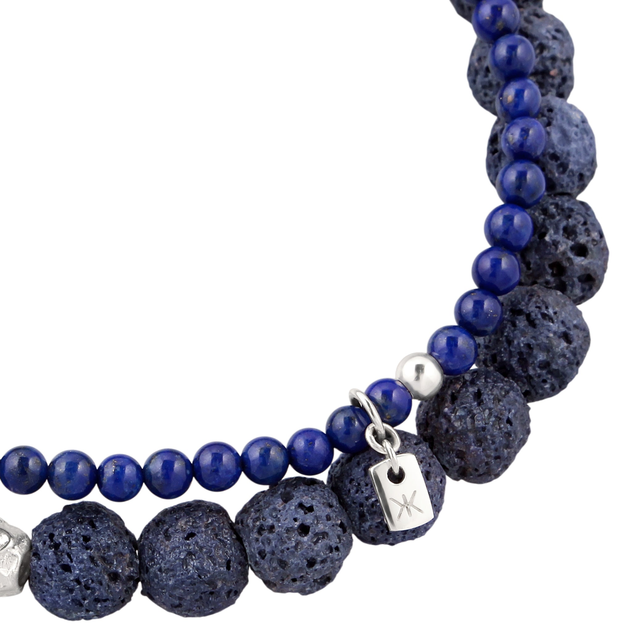 Dunkelblau - KUZZOI | Armband Beads | Lapislazuli & Lava (Blau) | 925 Sterling Silber
