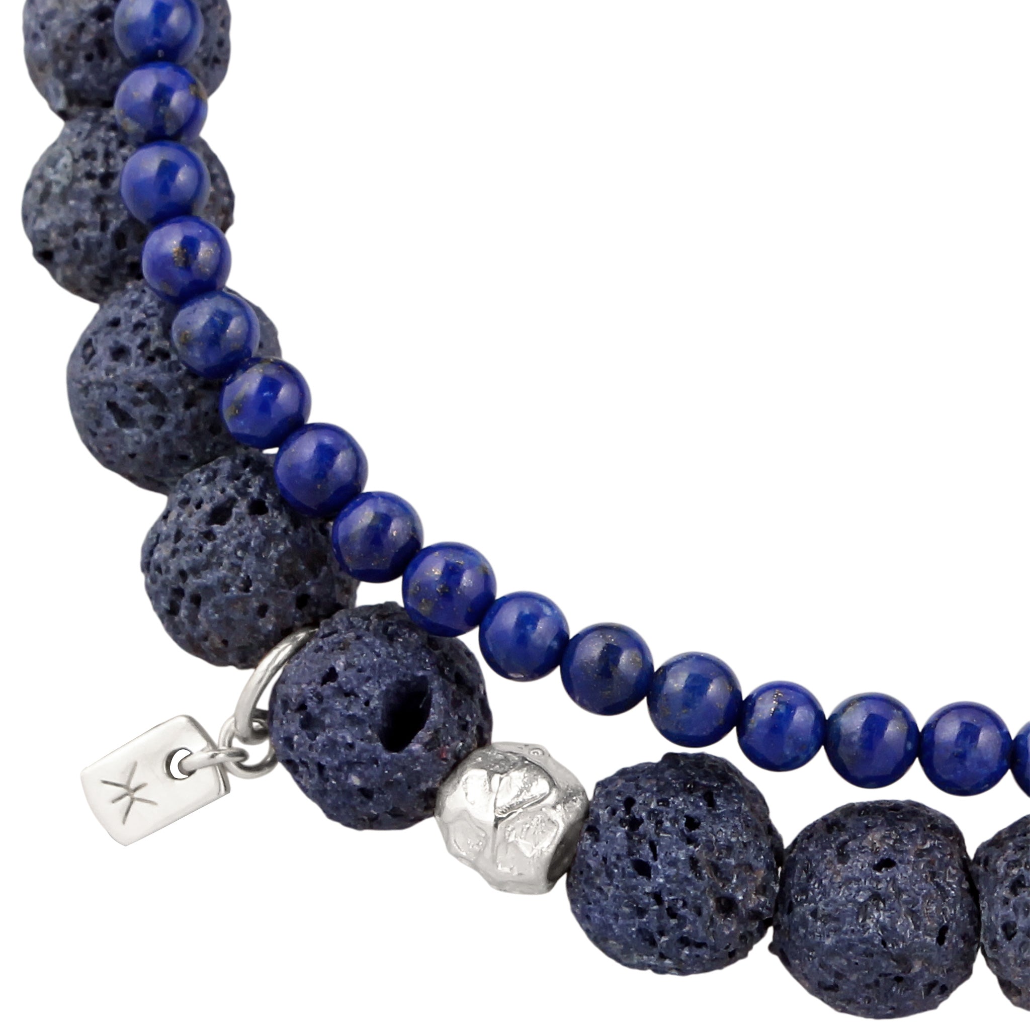 Dunkelblau - KUZZOI | Armband Beads | Lapislazuli & Lava (Blau) | 925 Sterling Silber